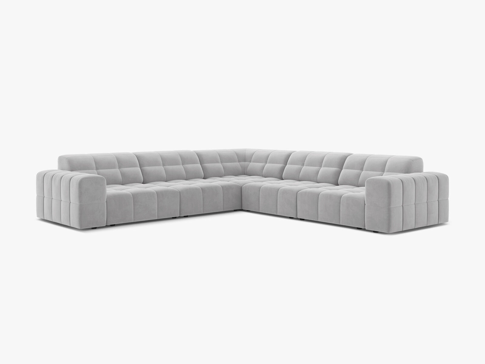 Micadoni Jennifer Modulares Ecksofa 7-Sitzer Samt Bluvel Silber