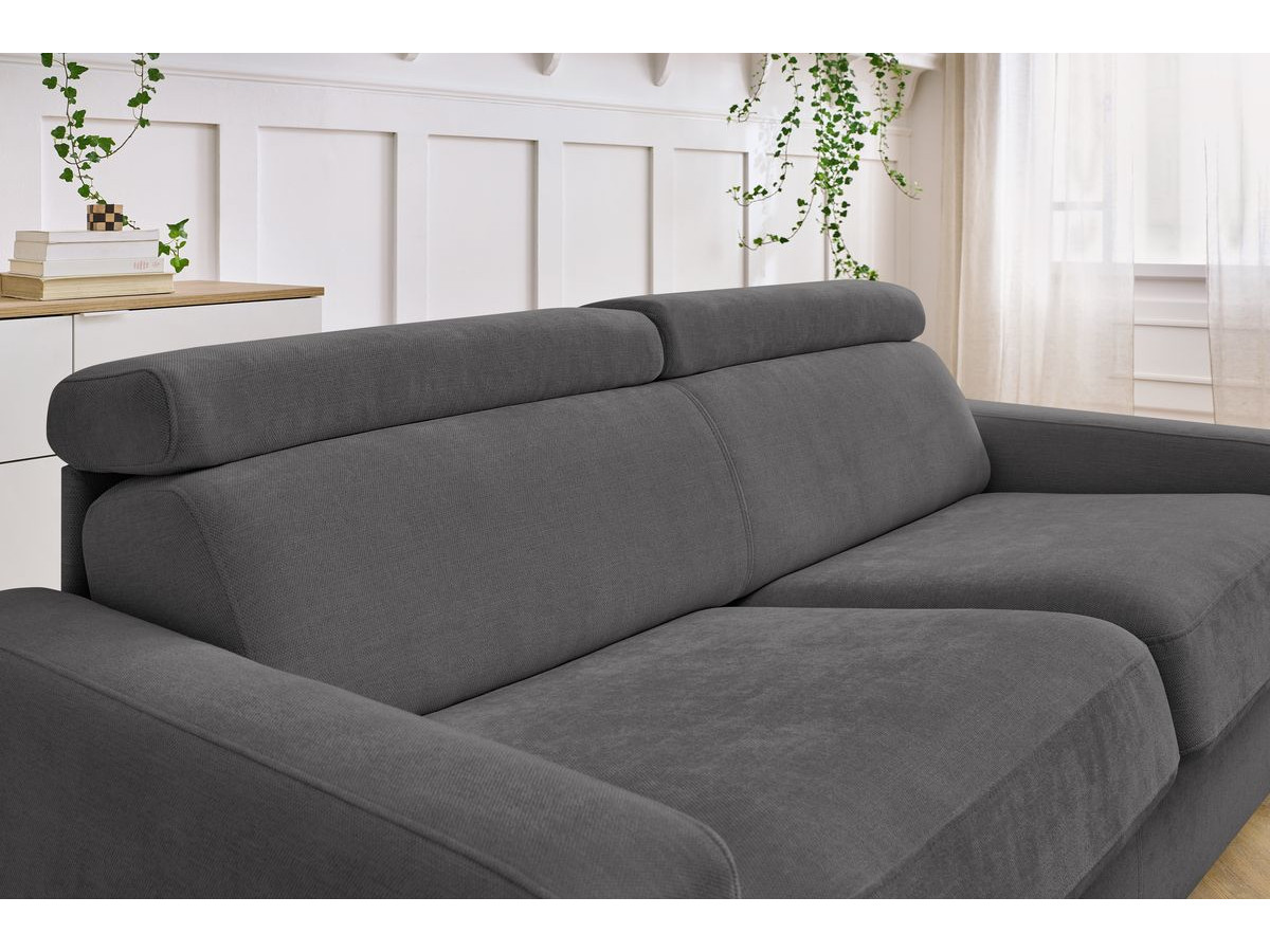 Bobochic Monaco Schlafsofa 3-Sitzer Stoff Dunkelgrau, Liegefläche 160 × 190 cm