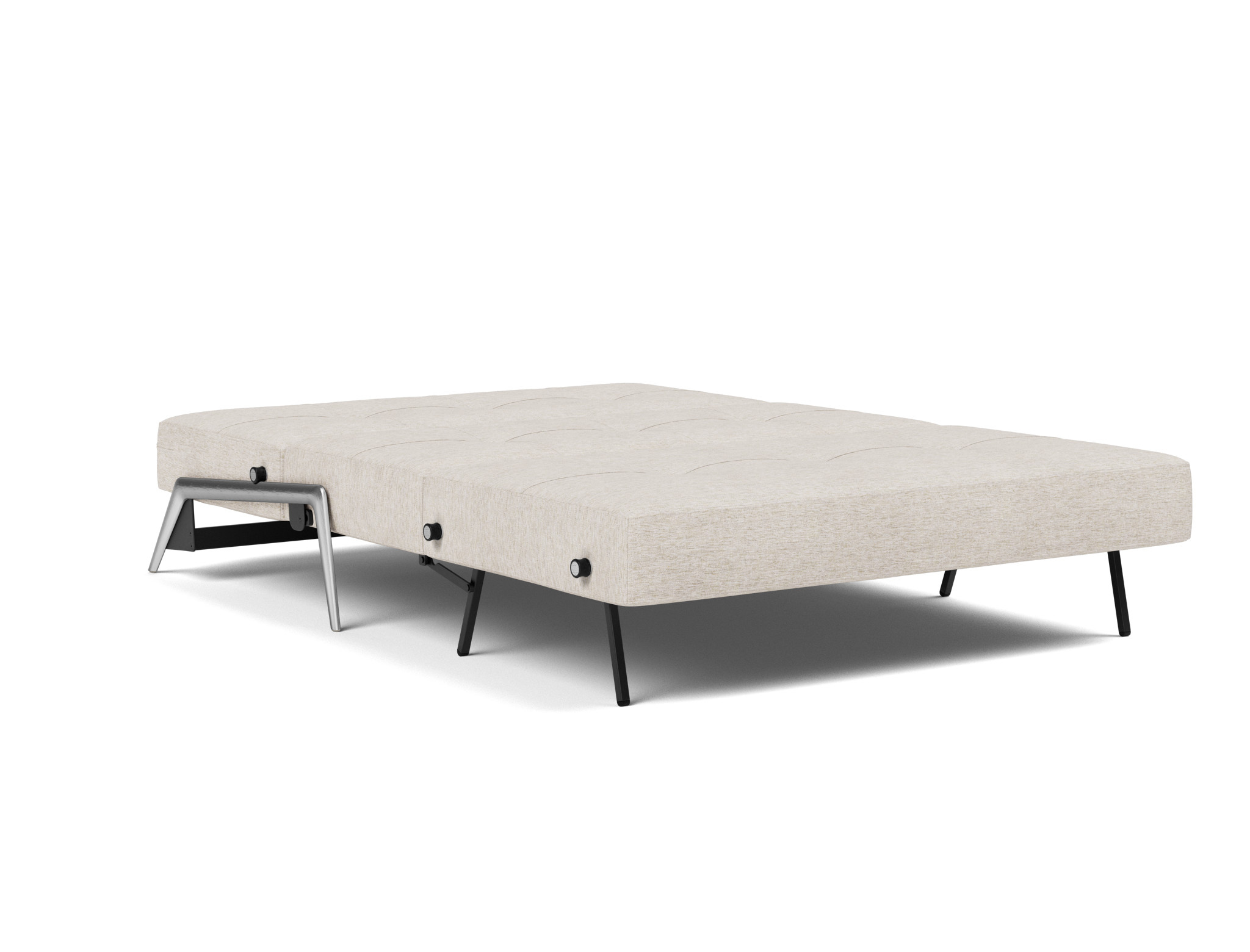 Schlafsofa Cubed 140 Chenille Yuveno 470-Natural Beine Aluminium