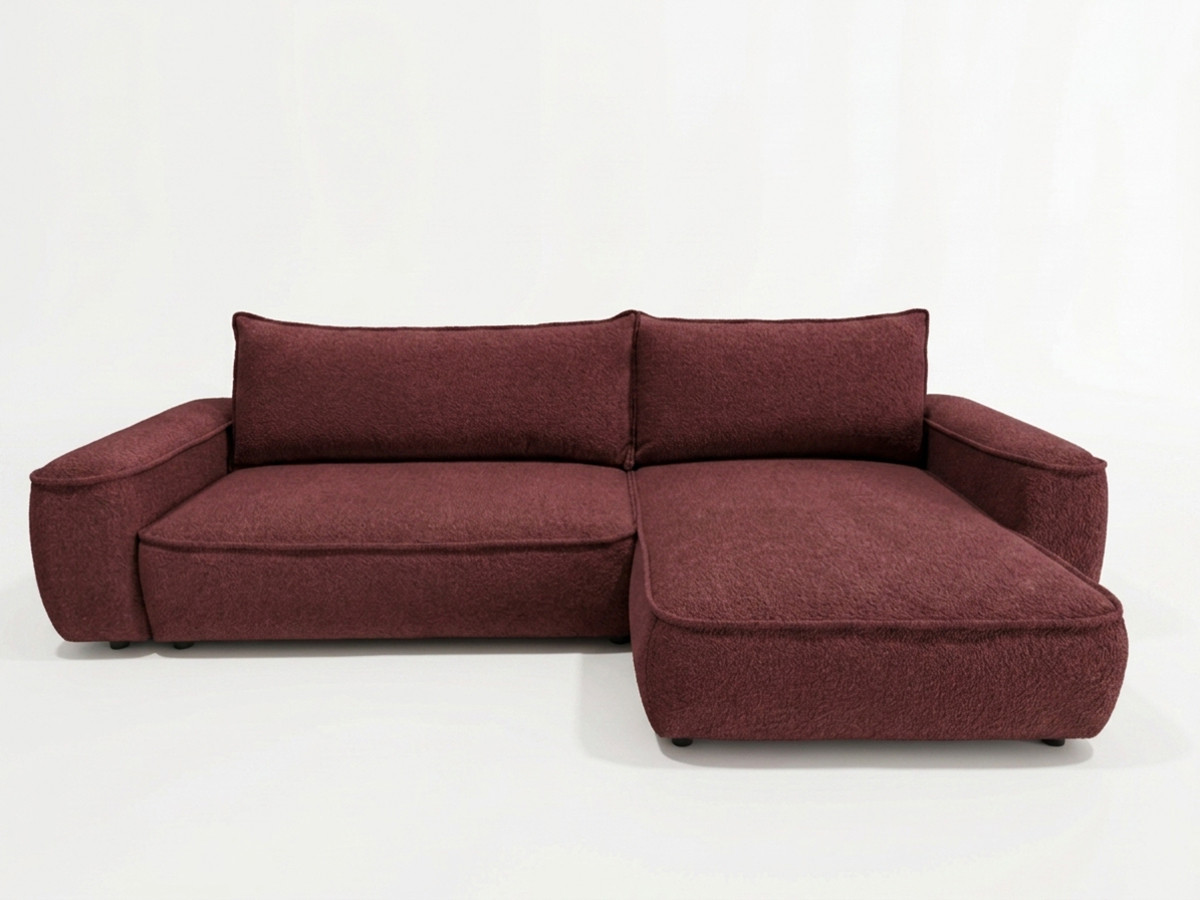 Bobochic Honore Ecksofa mit Schlaffunktion und Bettkasten Chenille Rot