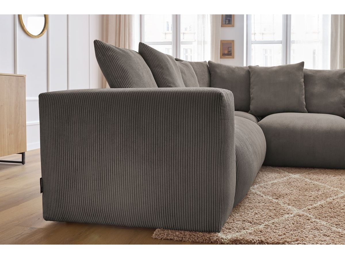 Bobochic Voltaire Ecksofa 268 × 214 cm Cordsamt Taupe Ecke rechts
