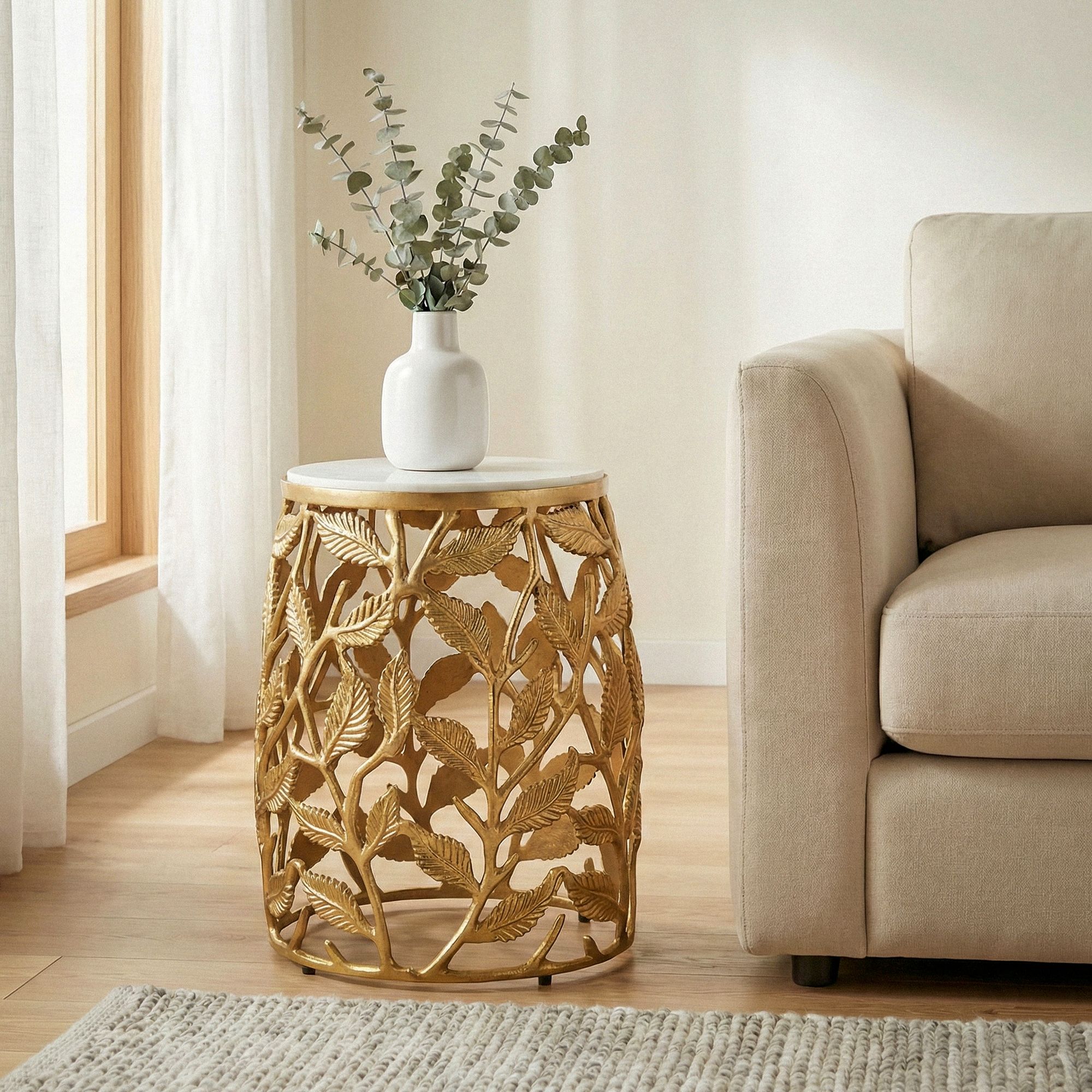 Beistelltisch Sortland Marmor Gold Ø 40 × H 46 cm