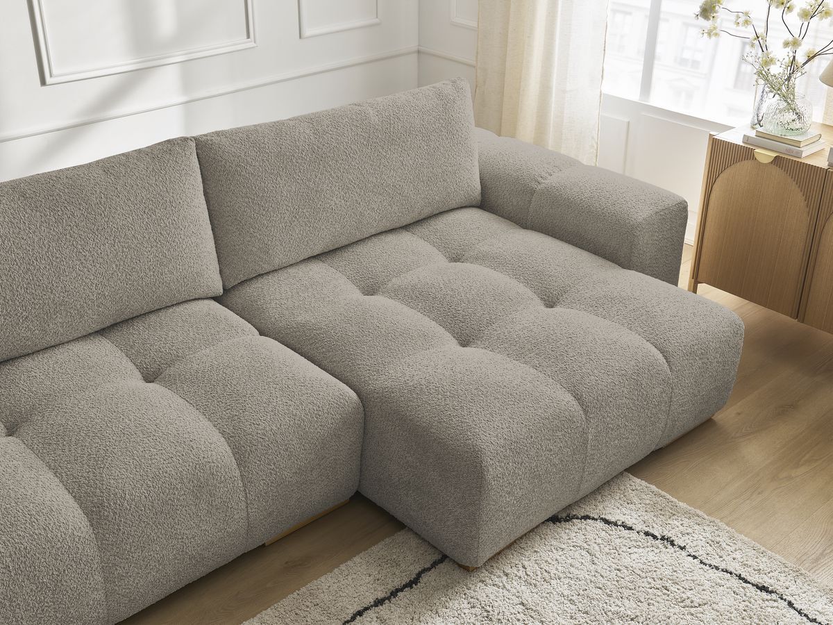 Bobochic Anakin Wohnlandschaft, 3 Kissen Bouclé-Stoff Taupe