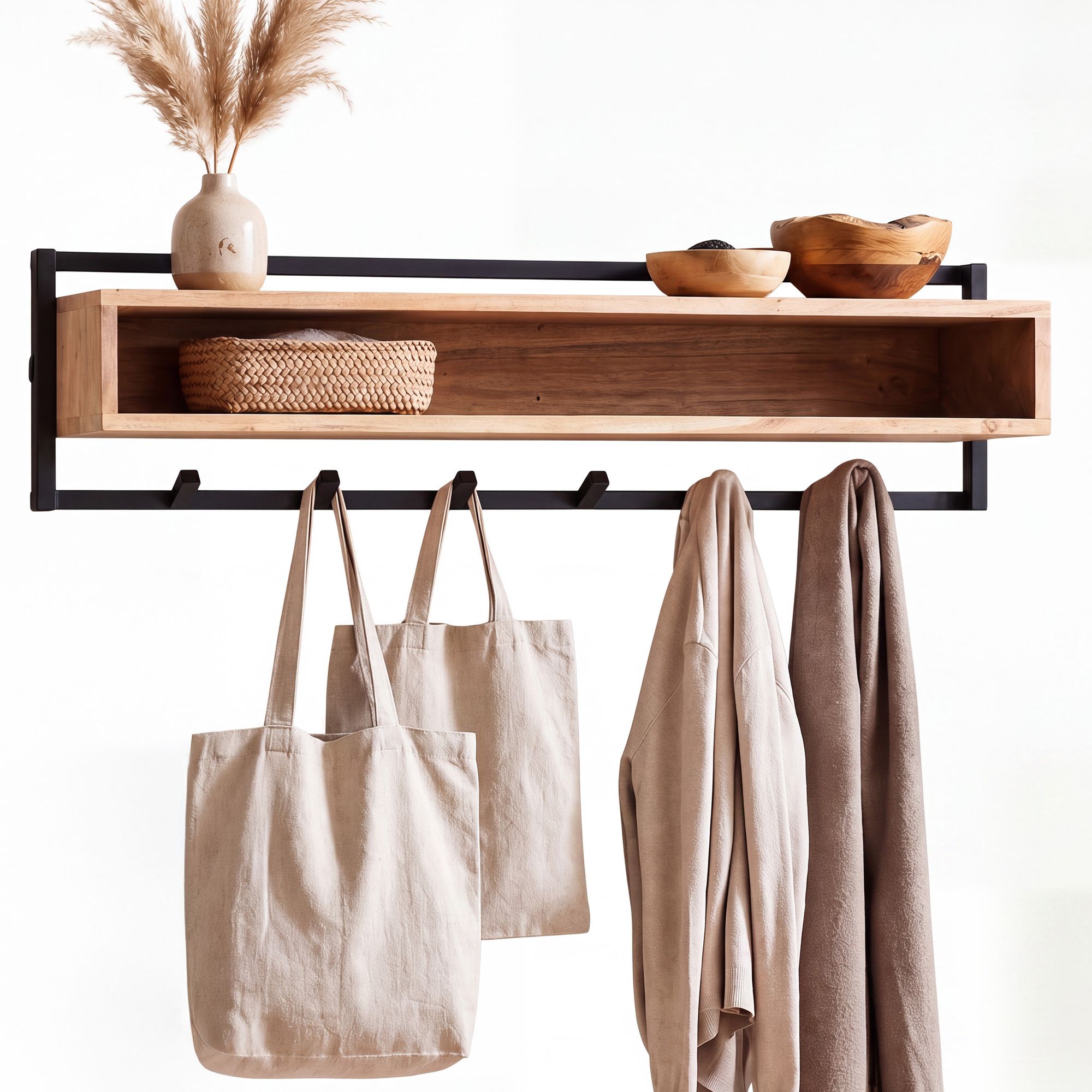 Wandgarderobe Vangsnes Massivholz Akazie Breite 90 cm