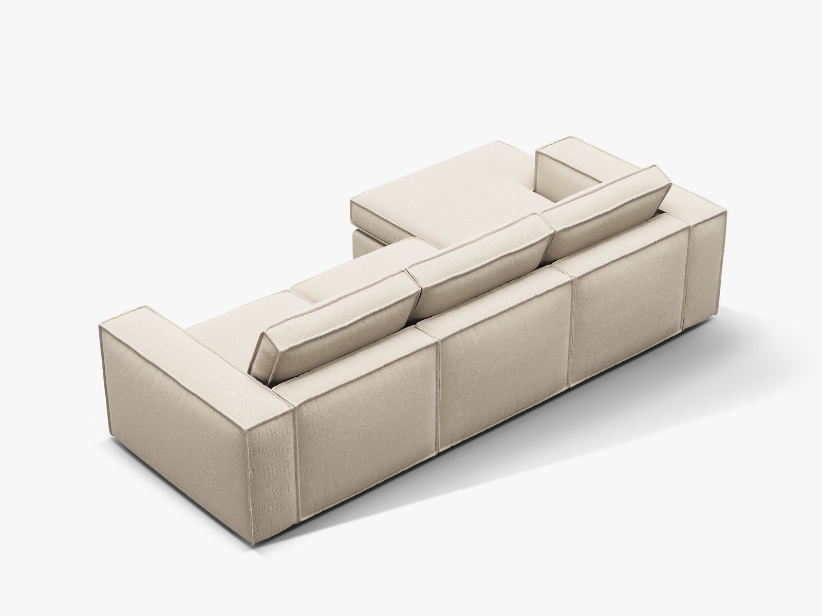 Micadoni modulares Ecksofa Pola 3-Sitzer Links Strukturierter Stoff Babel Beige