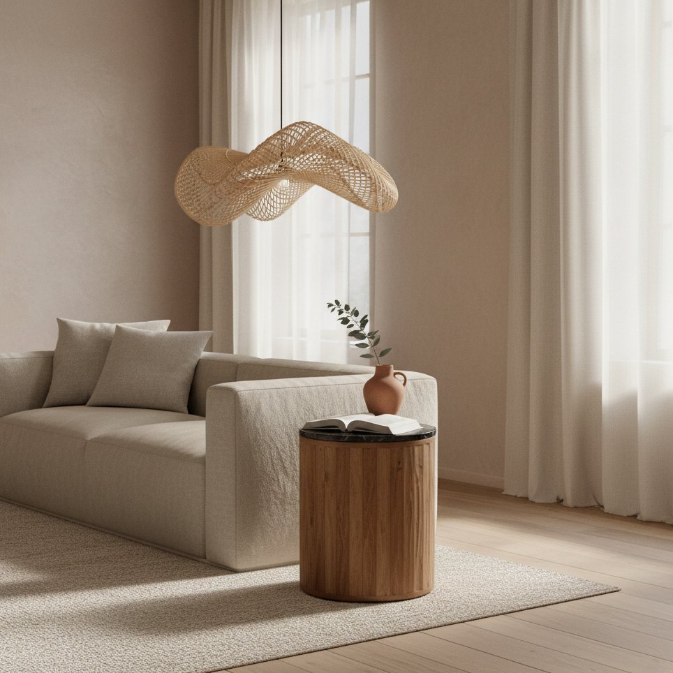 Raw Materials Wave Rattan-Hängeleuchte L Ø 71x26cm