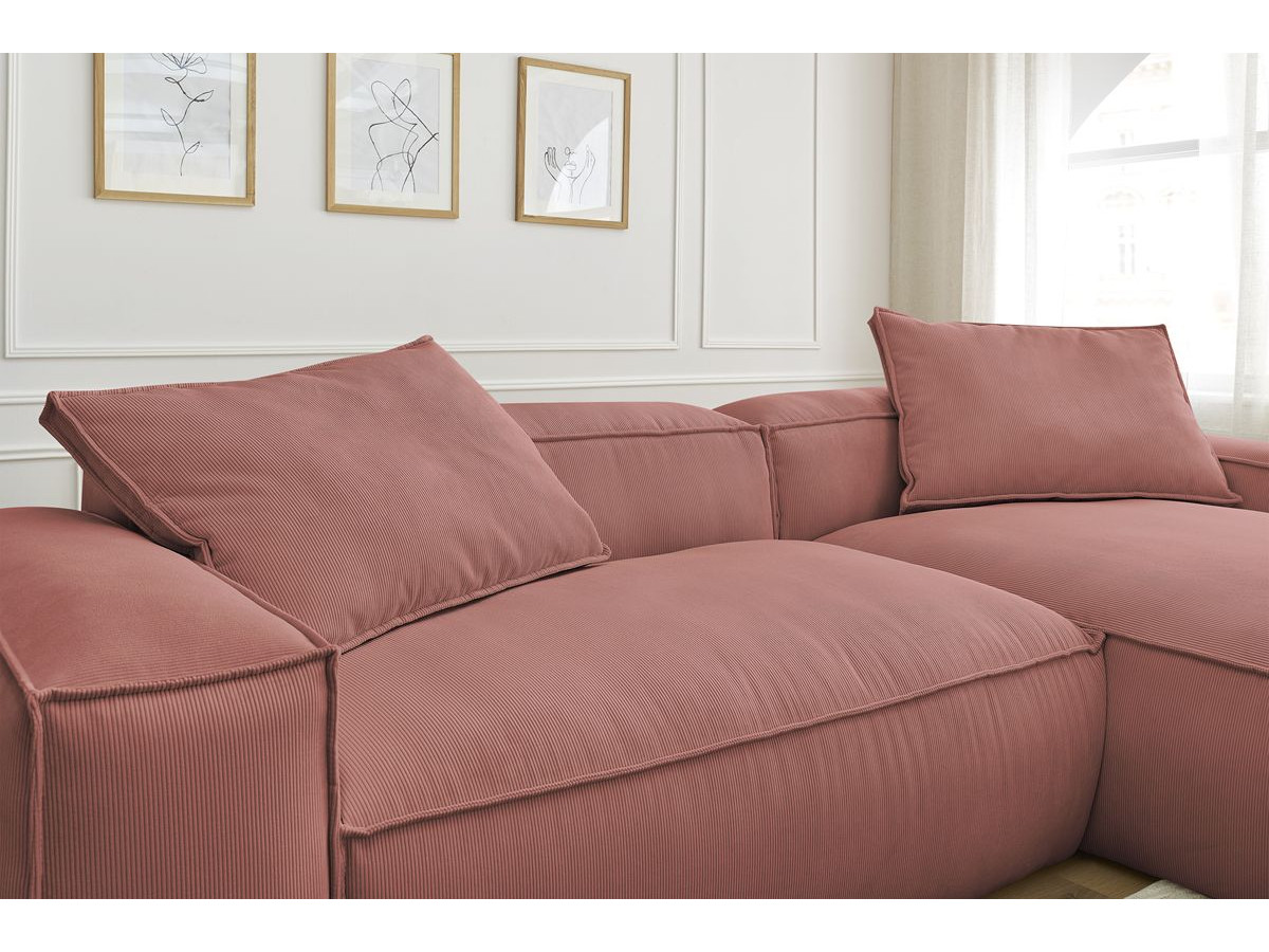 Bobochic Boheme Ecksofa, 3 Kissen Cordsamt Rosa