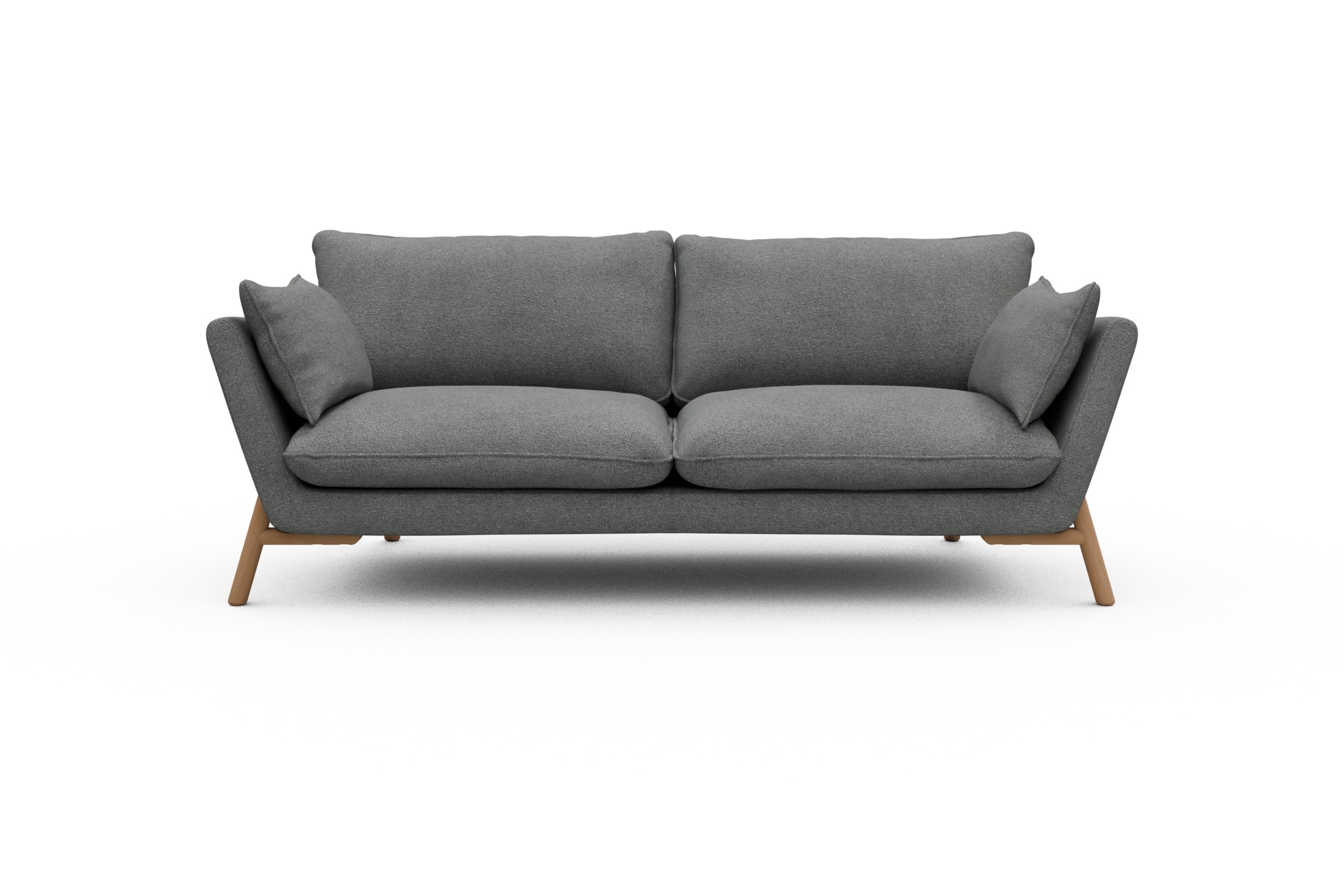 Skandi Home Sofa Emil 3-Sitzer Beinfarbe Eiche Natur Boucle-Ash-Grey moebelfaktor