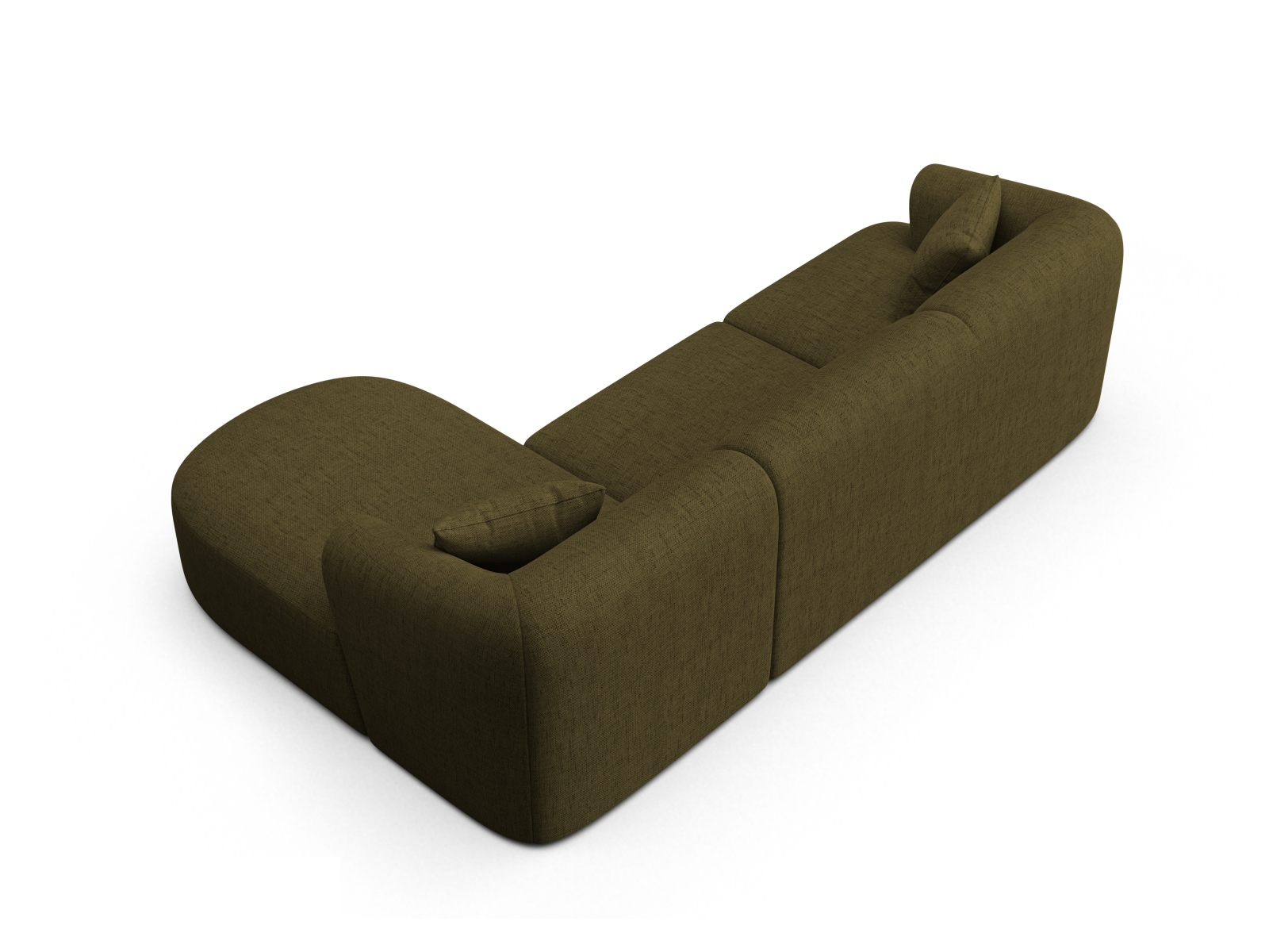 Cosmopolitan Design Ecksofa Campi 4-Sitzer Strukturierter Stoff Moly Grün Rechts