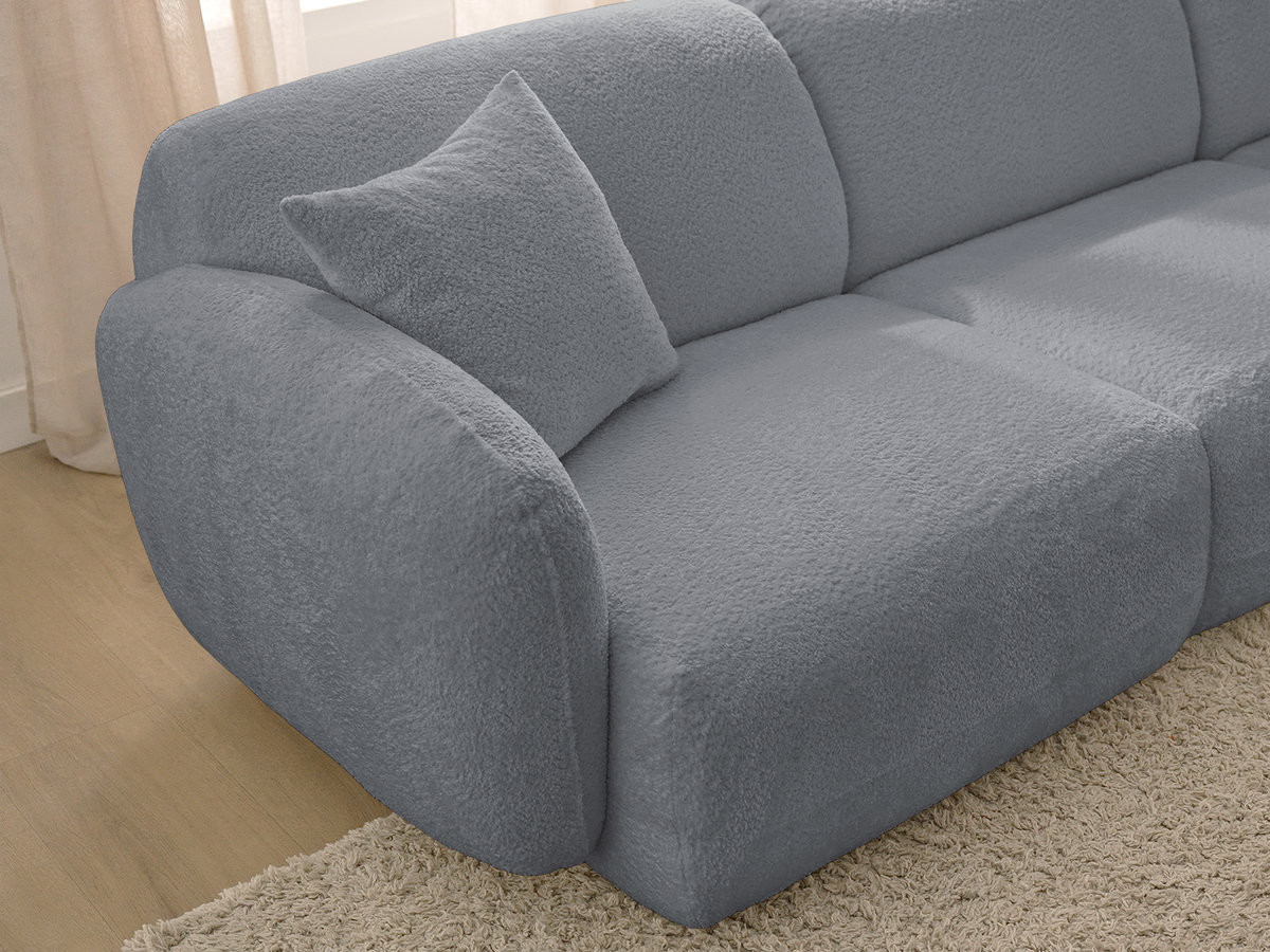 Bobochic Anda Wohnlandschaft mit Pouf 373 × 289 cm Chenille Grau Ecke links