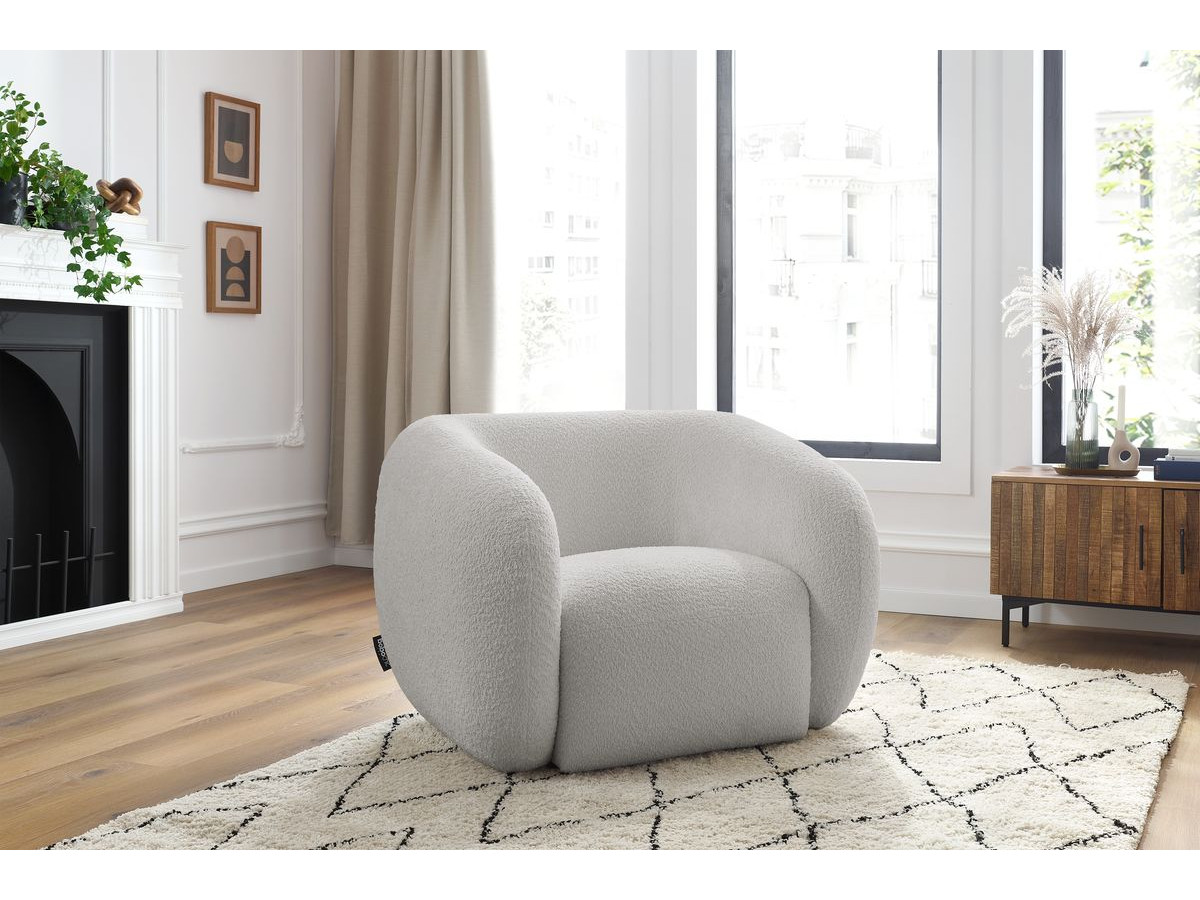 Bobochic Celine Sessel Bouclé-Stoff Hellgrau