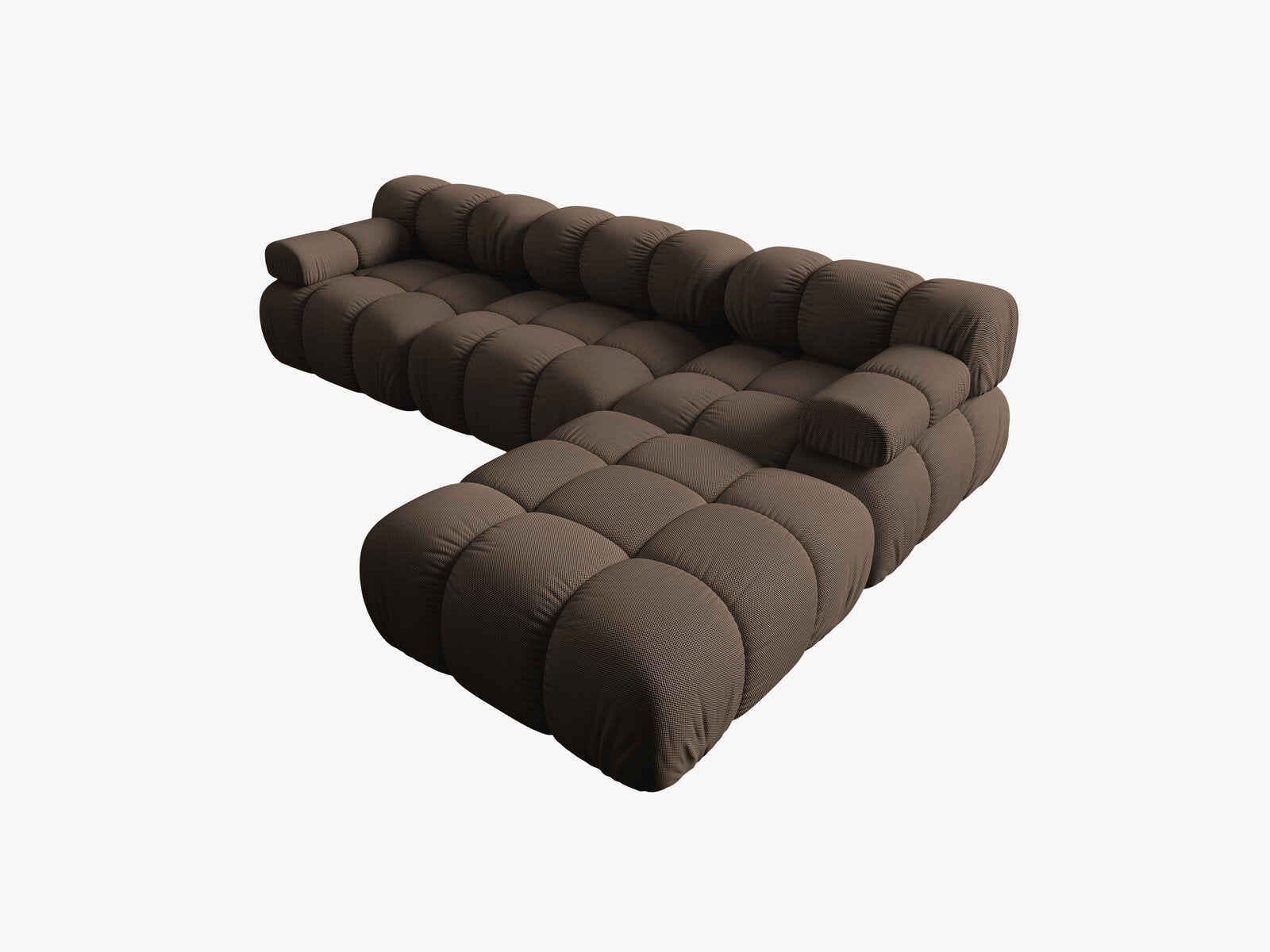 Micadoni Modulares Sofa Bellis 4-Sitzer mit flachem Modul 3D-Stoff Sonic Braun