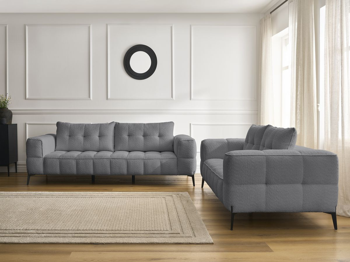 Bobochic Anis Sofa 5-Sitzer Bouclé-Stoff Dunkelgrau