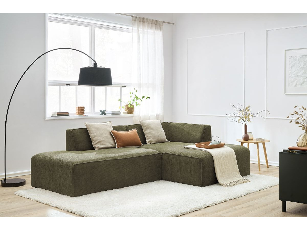 Bobochic Megeve Ecksofa Strukturstoff Grün Ecke rechts