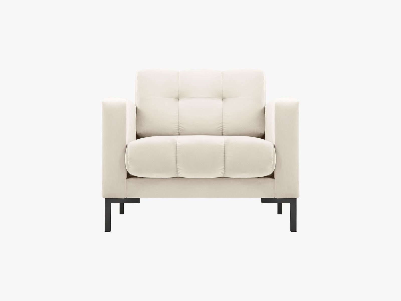 Micadoni Sessel Mamaia 1-Sitzer Samt Bluvel Helles Beige schwarze Beine