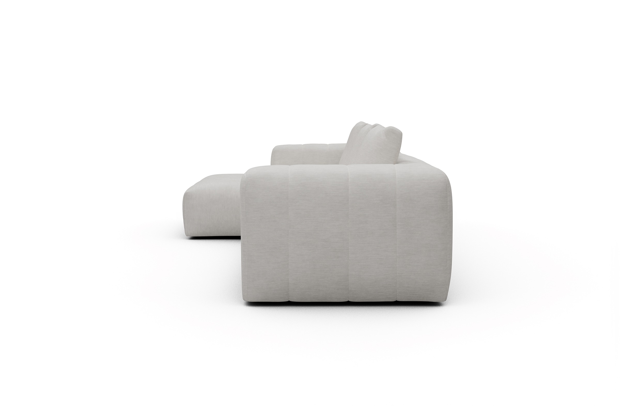 Ecksofa Hugo 2,5-Sitzer Armlehne rechts mit Chaiselongue Vivus-Dusty-Off-White
