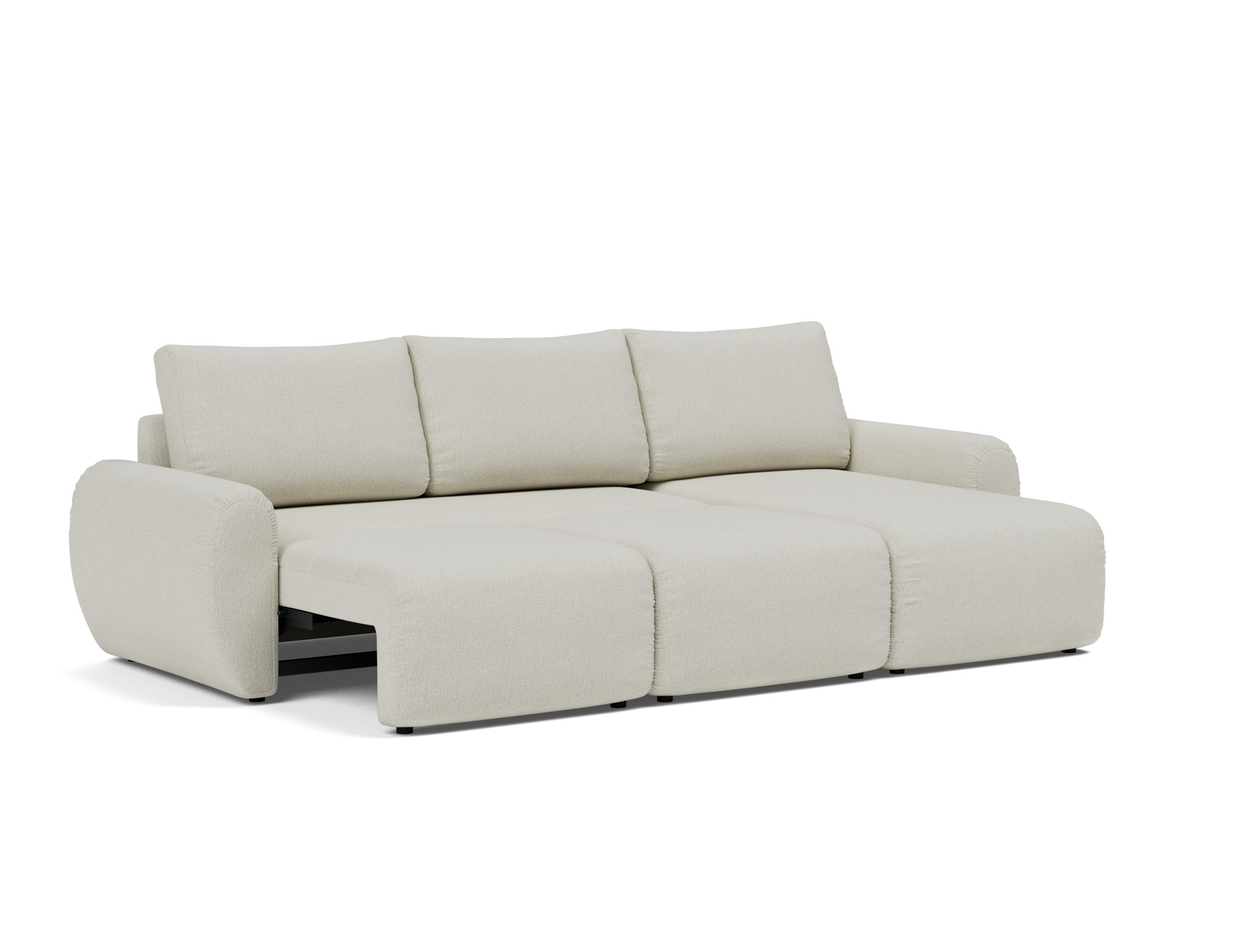 Schlafsofa Norum mit Chaiselongue und Curve-Armlehnen Flachgewebe Mixed Dance 527-Natural