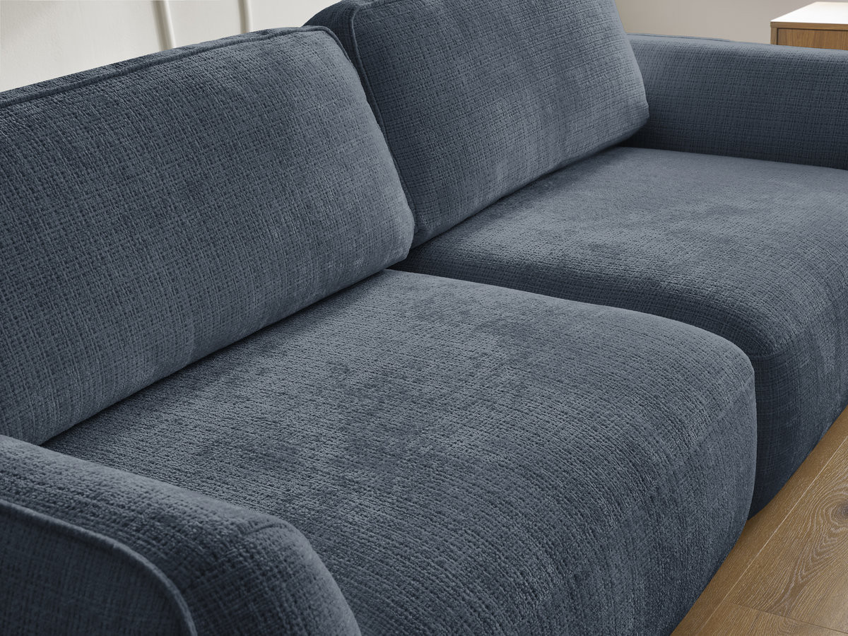 Bobochic Denise Schlafsofa 3-Sitzer mit Bettkasten Strukturstoff Dunkelblau