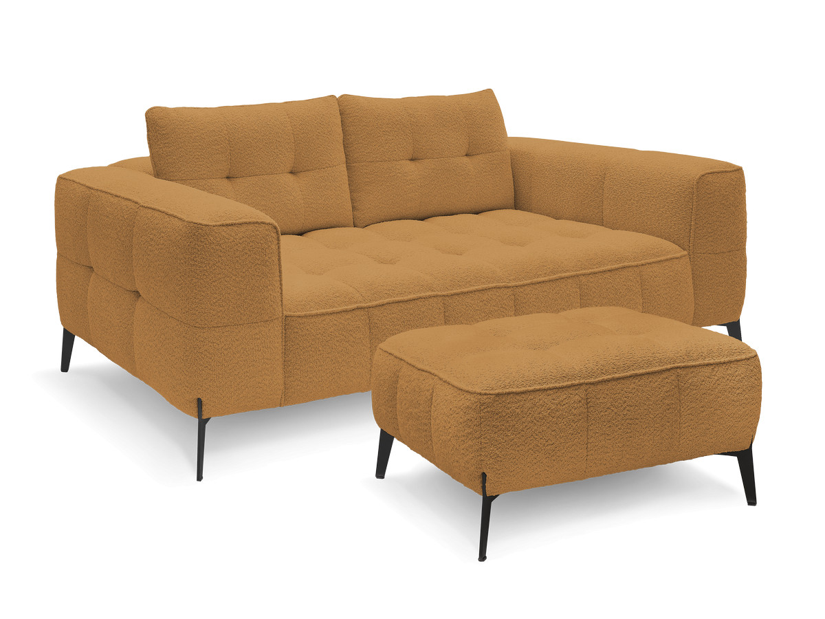 Bobochic Anis Sofa 2-Sitzer mit Pouf Bouclé-Stoff Gelb
