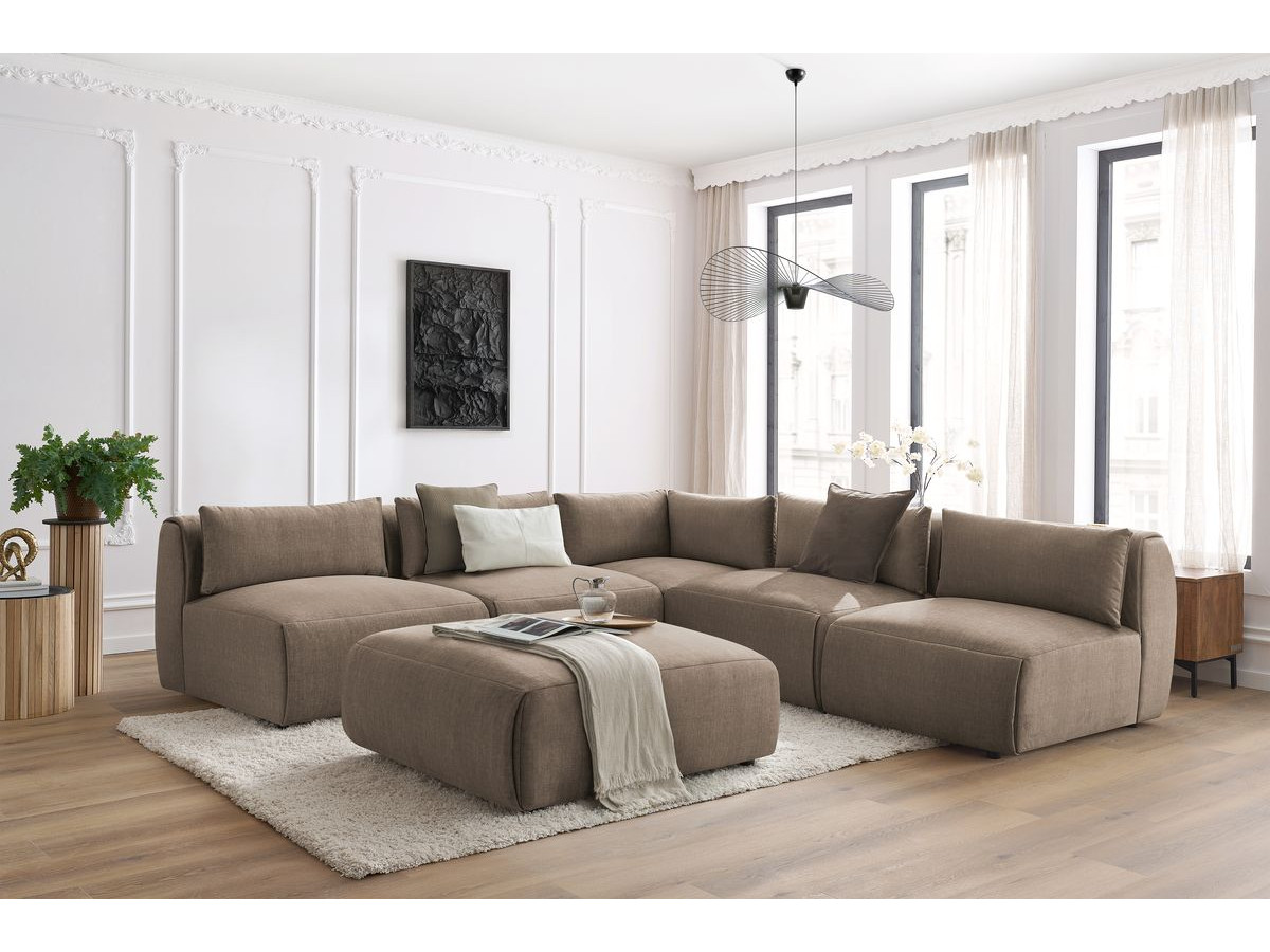 Bobochic Jeanne Ecksofa mit Pouf Samt Taupe