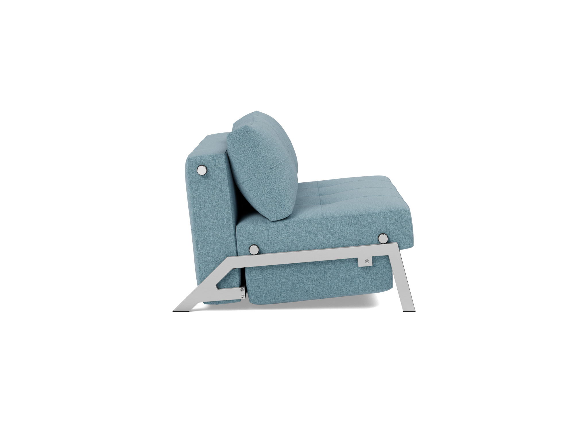 Schlafsofa Cubed 140 Flachgewebe Mixed Dance 525-Light-Blue Beine Chrom