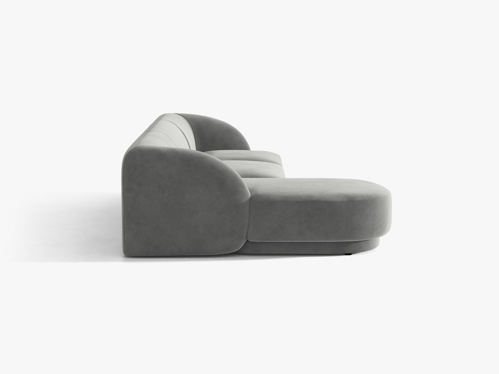 Micadoni Ecksofa Miley 4-Sitzer Samt Venus Hellgrau Links