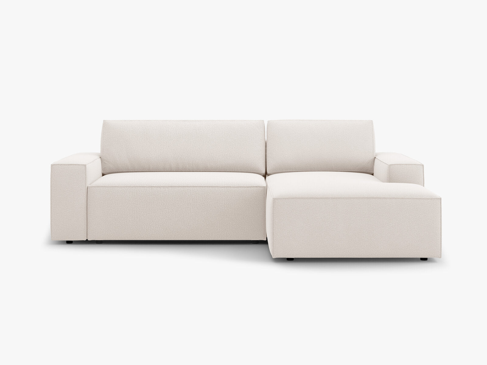 Micadoni Schlaf-Ecksofa Jodie 3-Sitzer Rechts Strukturierter Stoff Helles Beige