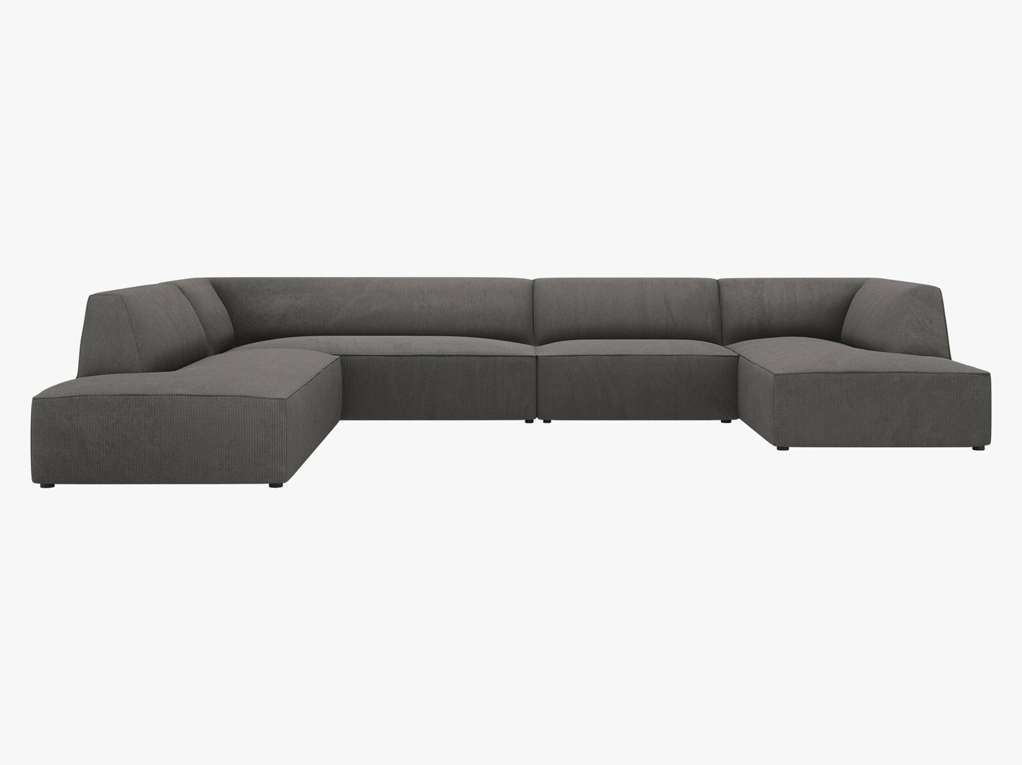 Micadoni Panorama-Ecksofa Ruby 7-Sitzer Links Kord Scala Dunkelgrau moebelfaktor