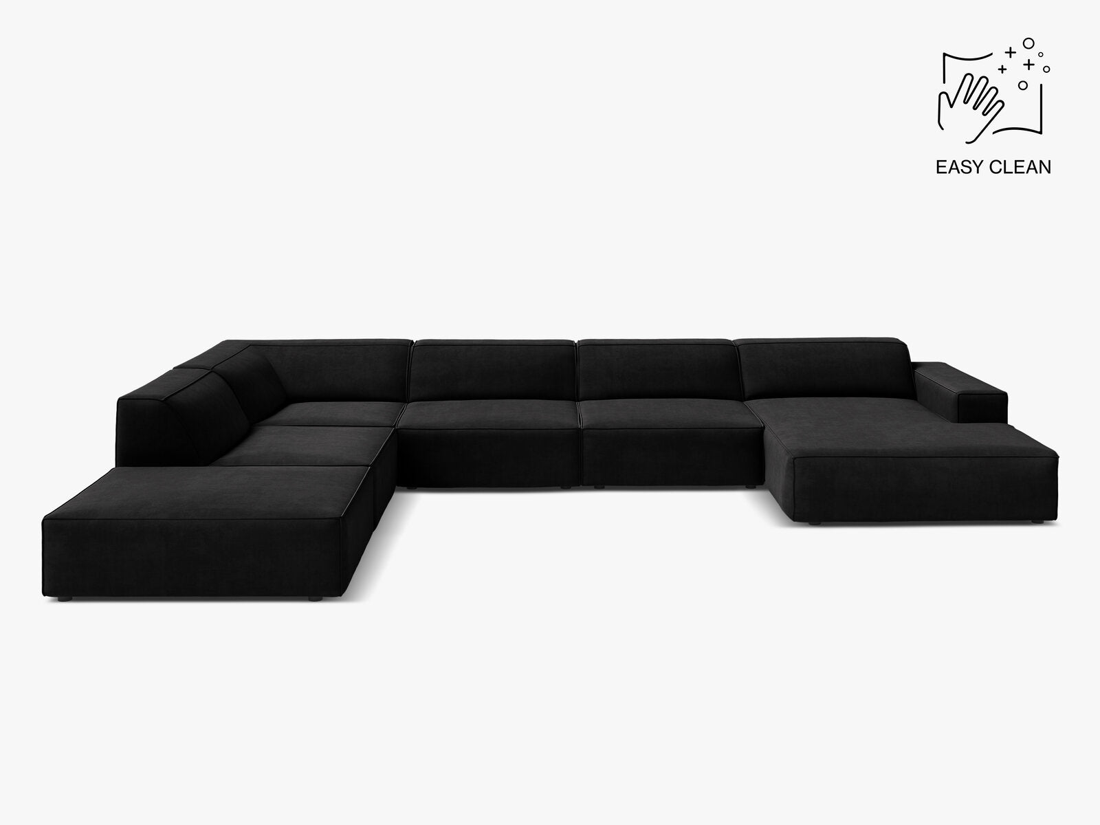 Micadoni Panorama-Ecksofa Jodie 7-Sitzer Samt Venus Schwarz Links