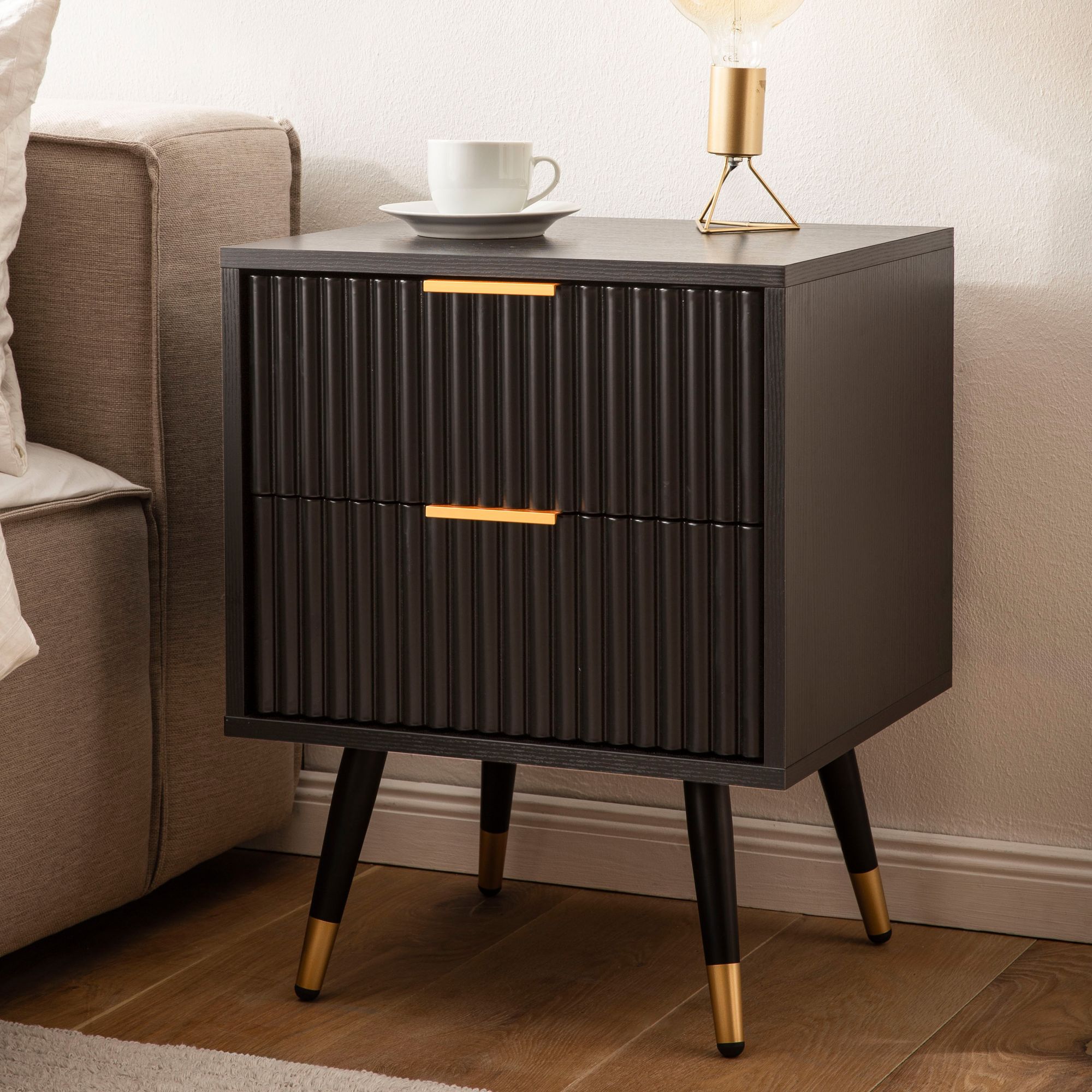 Nachttisch Etnedal Schwarz 43,5 × 39 × 56 cm