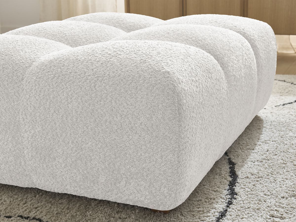 Bobochic Anakin Pouf Bouclé-Stoff Weiß