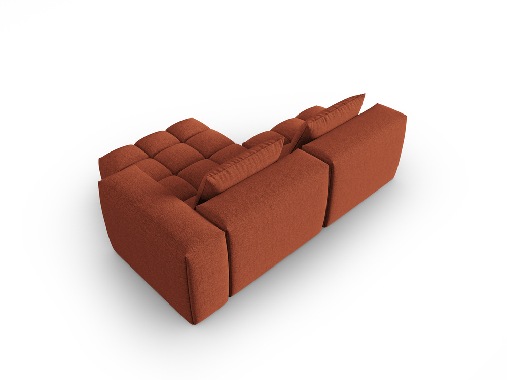 Cosmopolitan Design Ecksofa Verona 3-Sitzer offen Strukturierter Stoff Sorella Koralle Rechts