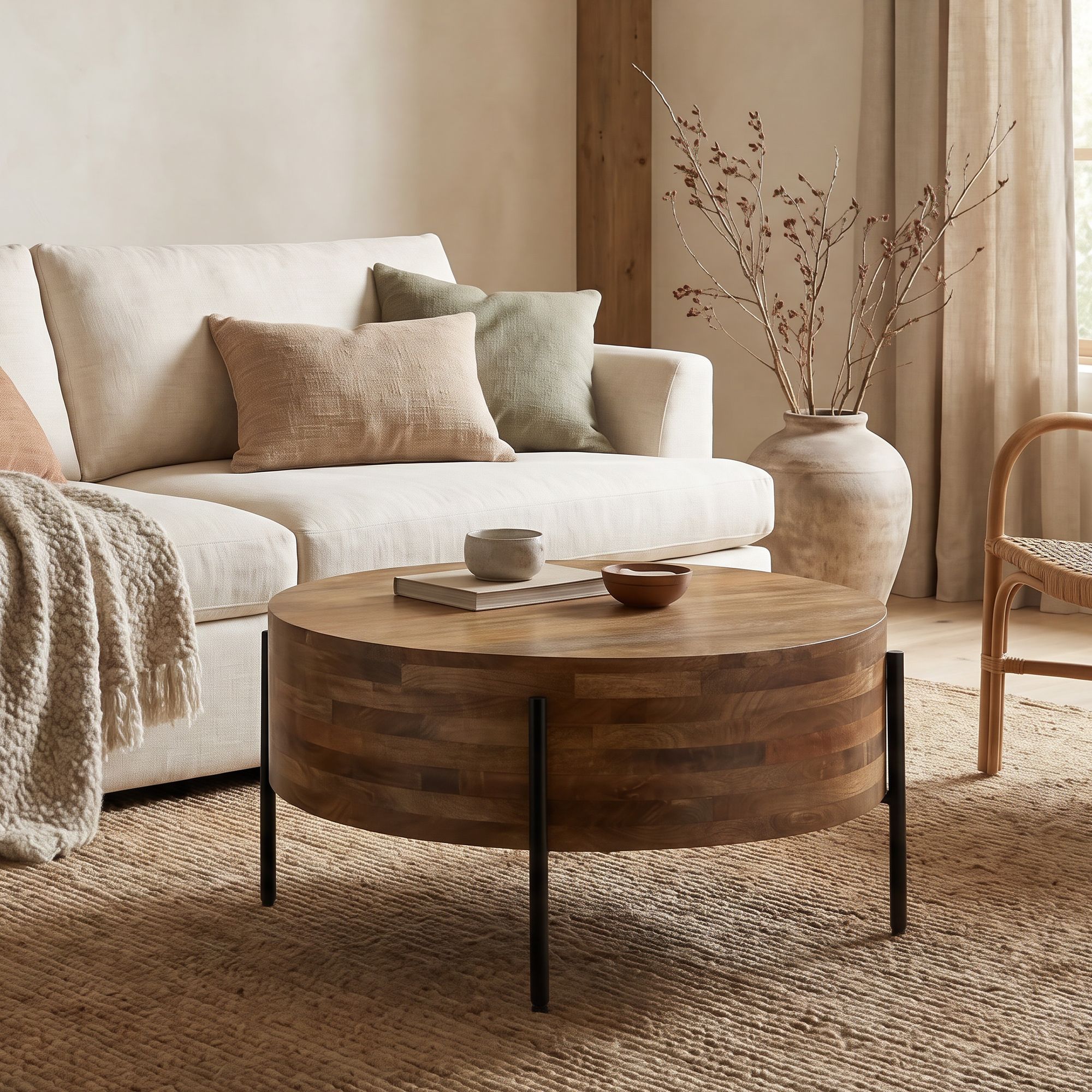 Couchtisch Stadlandet Massivholz Mango Ø 70 × H 36 cm