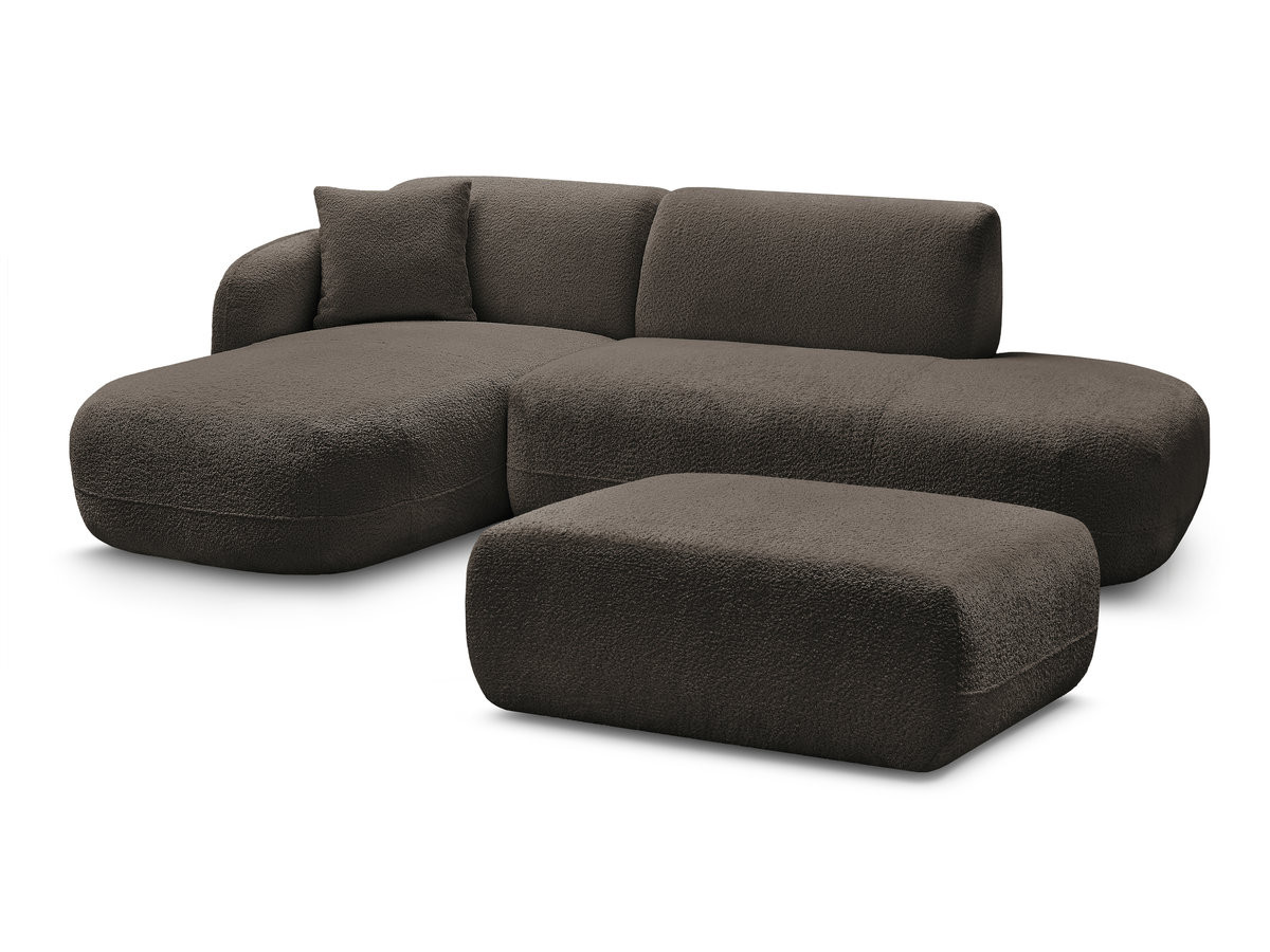 Bobochic Anda Ecksofa mit Pouf 241 × 163 cm Chenille Braun Ecke links