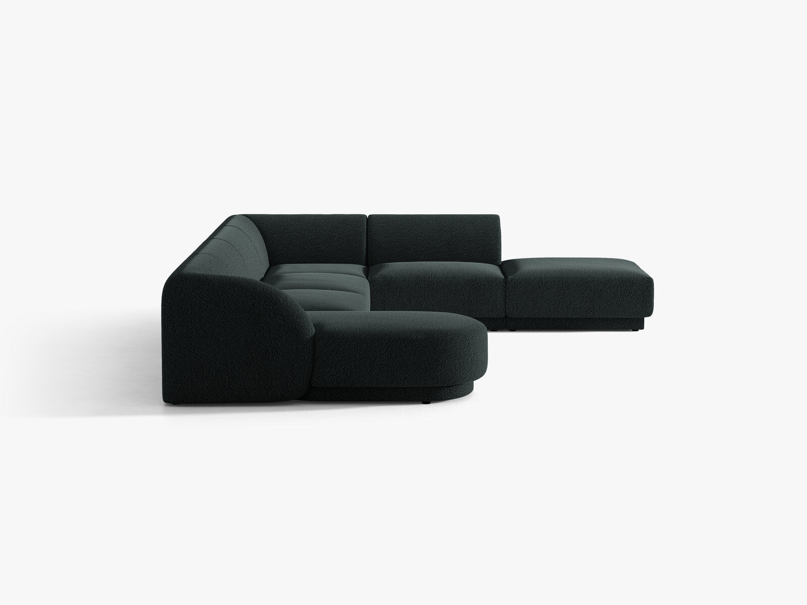 Micadoni Panorama-Ecksofa Miley 6-Sitzer Rechts Boucle Baloo Schwarz