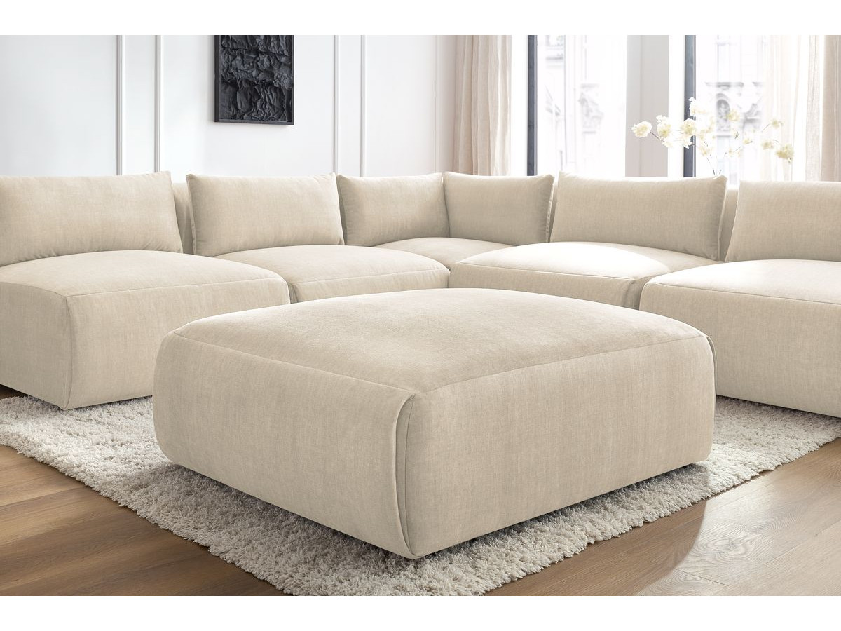 Bobochic Jeanne Ecksofa mit Pouf Samt Beige