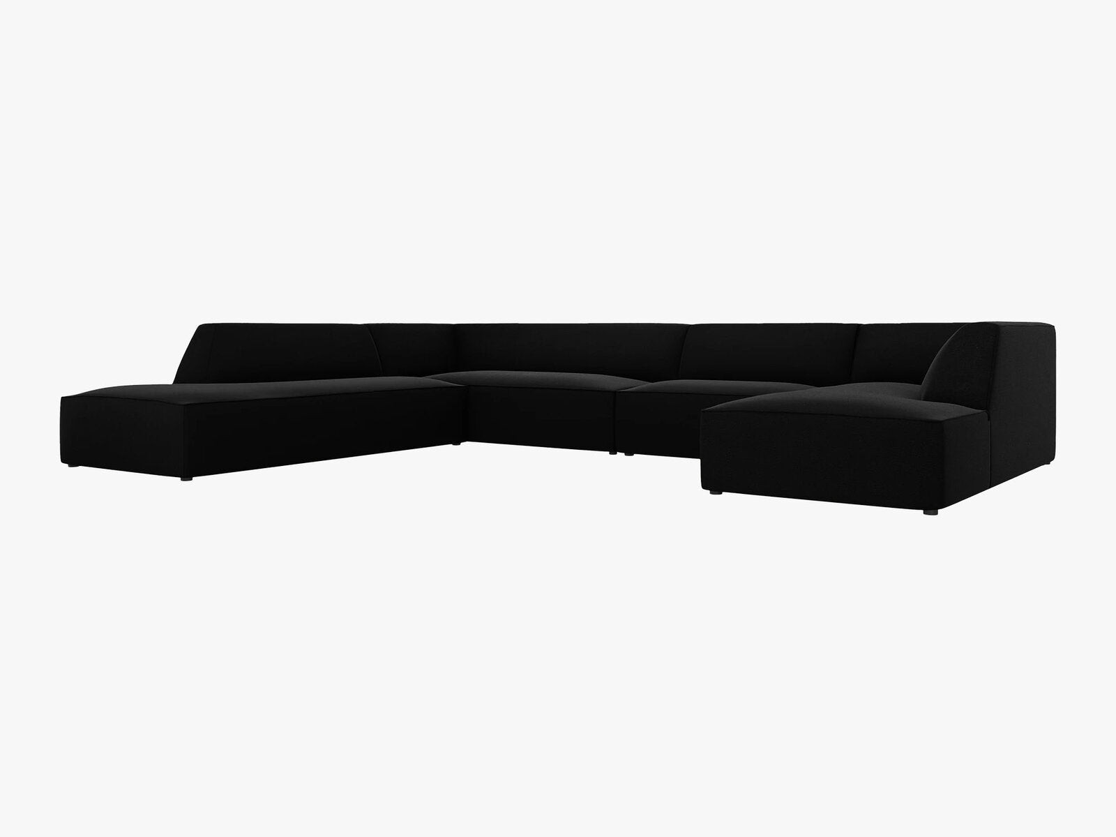 Micadoni Panorama-Ecksofa Ruby 7-Sitzer Links Samt Salvador Schwarz