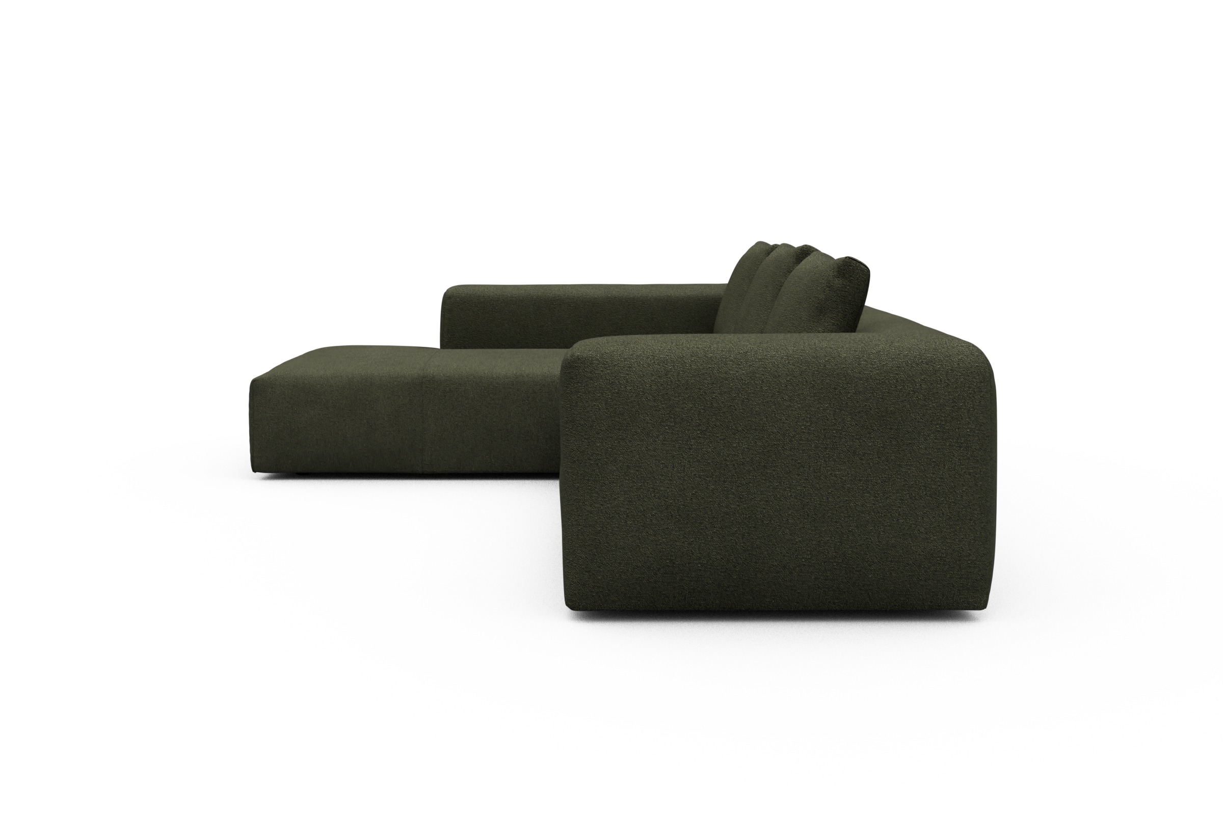Ecksofa Fred Relax-Ecke links mit 2,5-Sitzer Boucle-Forest-Green