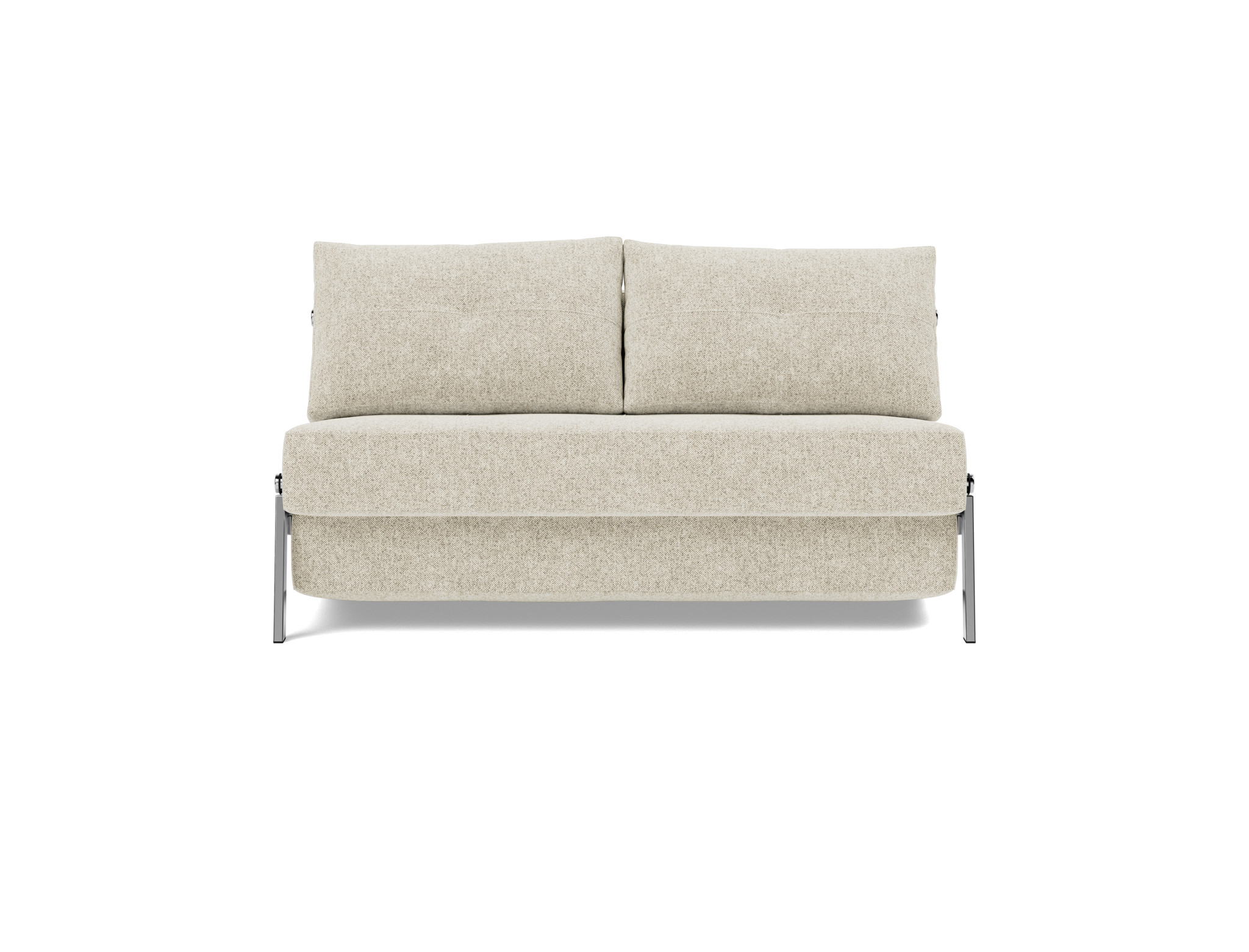 Schlafsofa Cubed 140 Strukturierter Stoff Taura 357-Off-White Beine Chrom