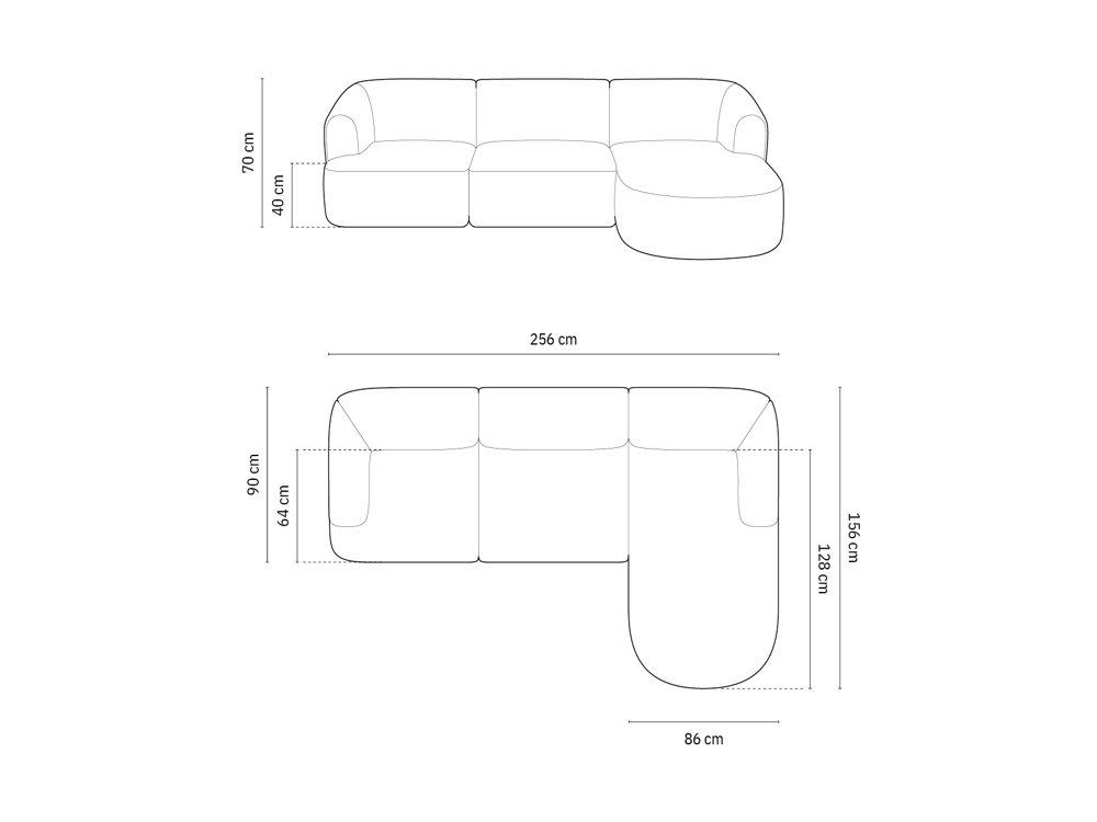 Cosmopolitan Design Ecksofa Campi 4-Sitzer Kord Lincoln D Terrakotta Rechts