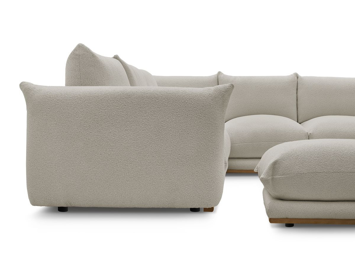 Bobochic Ernest Ecksofa mit Pouf Bouclé-Stoff Taupe