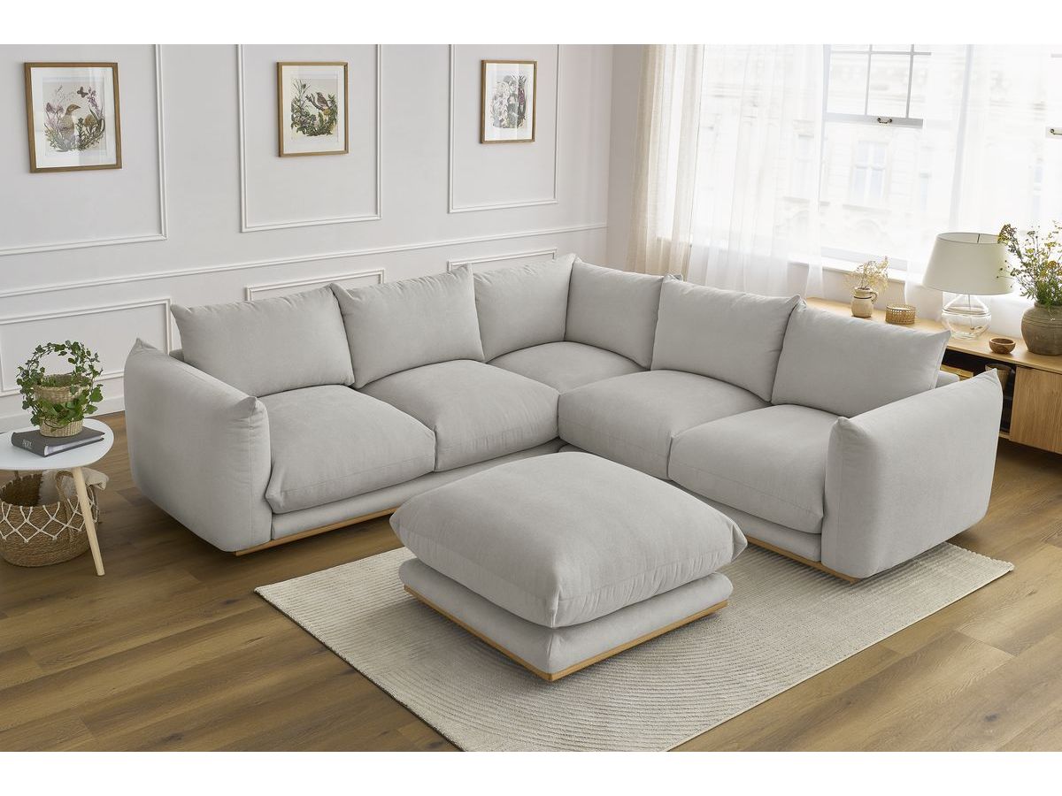 Bobochic Ernest Ecksofa mit Pouf Stoff Hellgrau