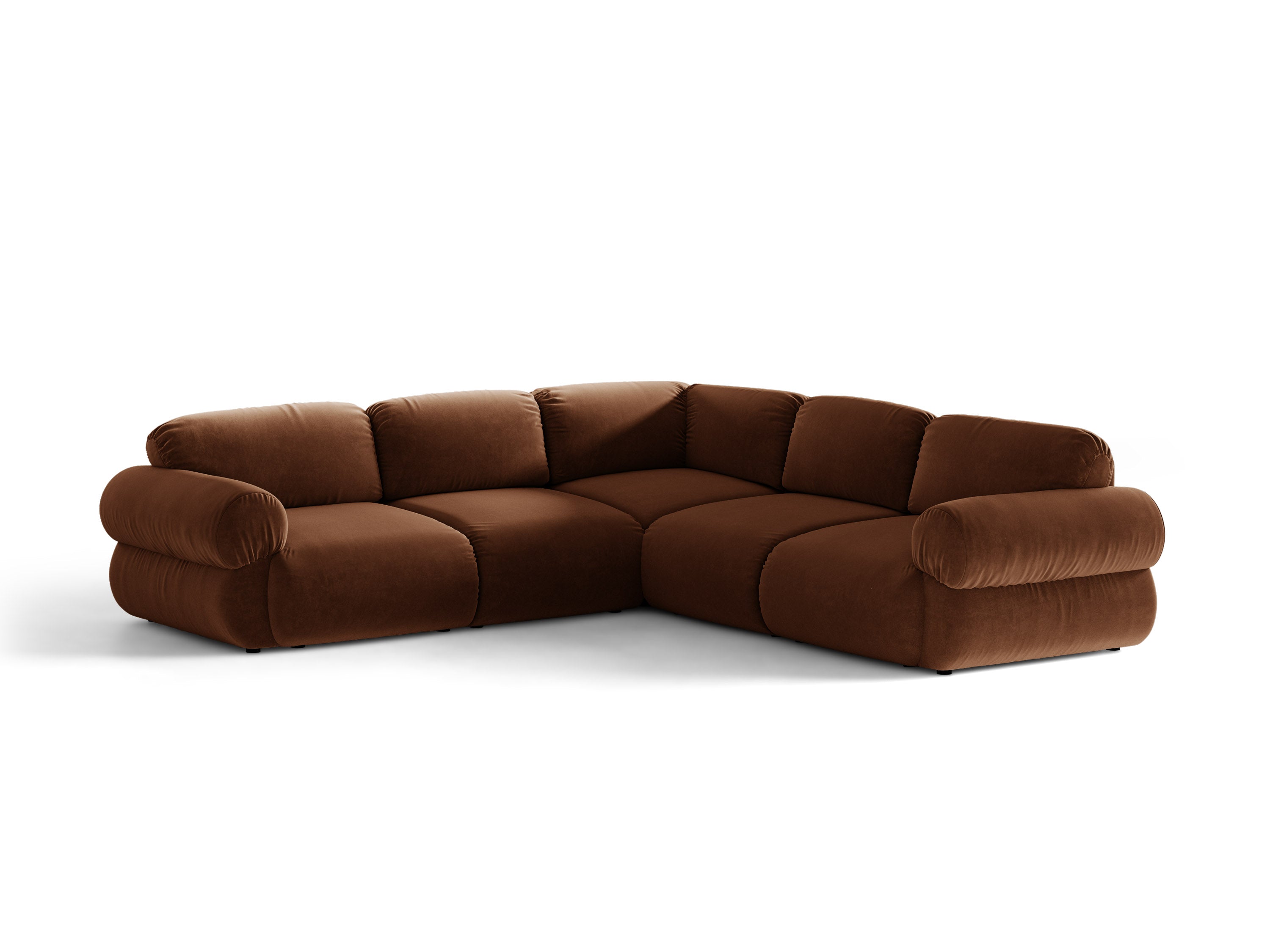Micadoni Ophelia Symmetrisches Ecksofa aus Samt Samt Salvador Braun