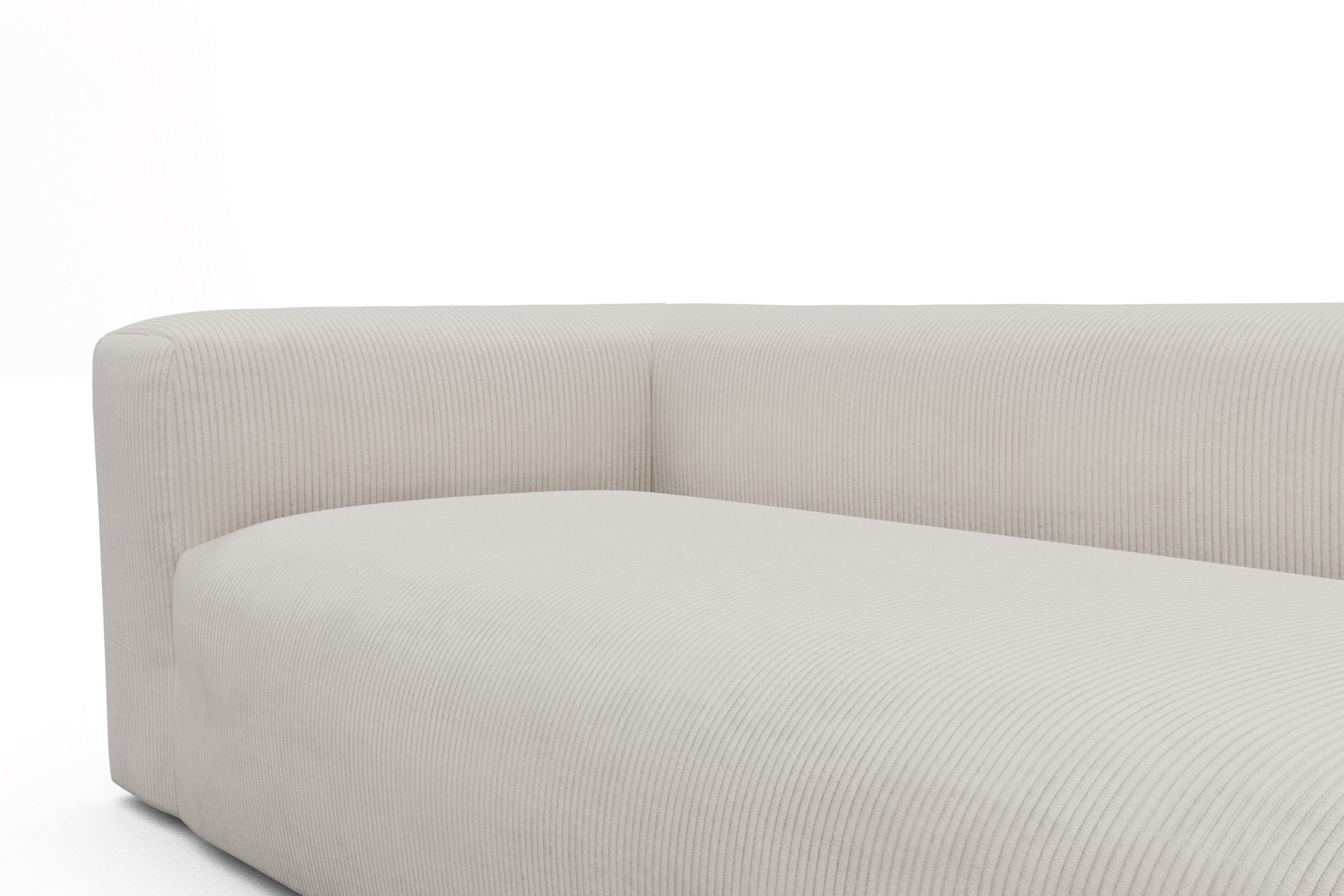 Wohnlandschaft Fred Chaiselongue rechts mit 2-Sitzer und lange Armlehne links Kord Corduroy 594-Ivory