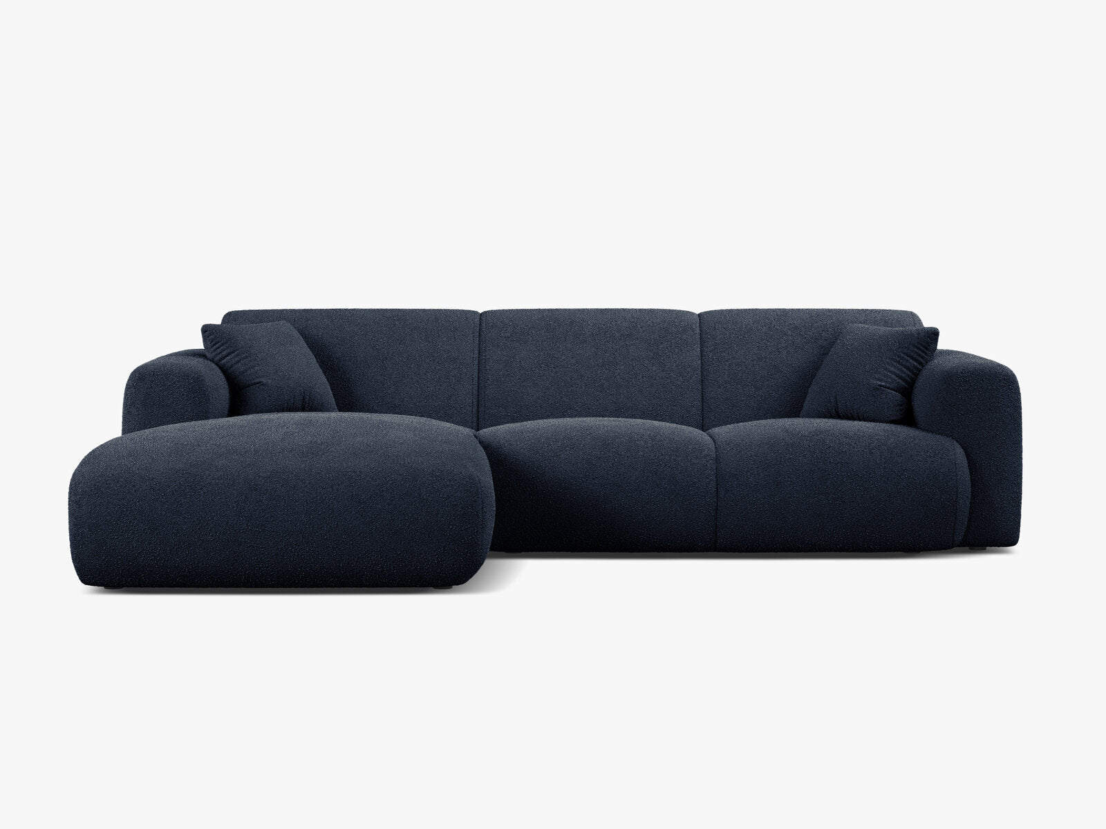 Micadoni Ecksofa Molino 4-Sitzer Links Boucle Baloo Dunkelblau