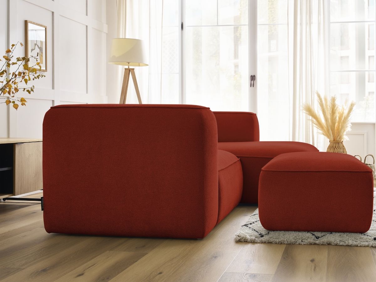 Bobochic Zephyr Ecksofa mit Pouf 260 × 165 cm Strukturstoff Orange Ecke rechts