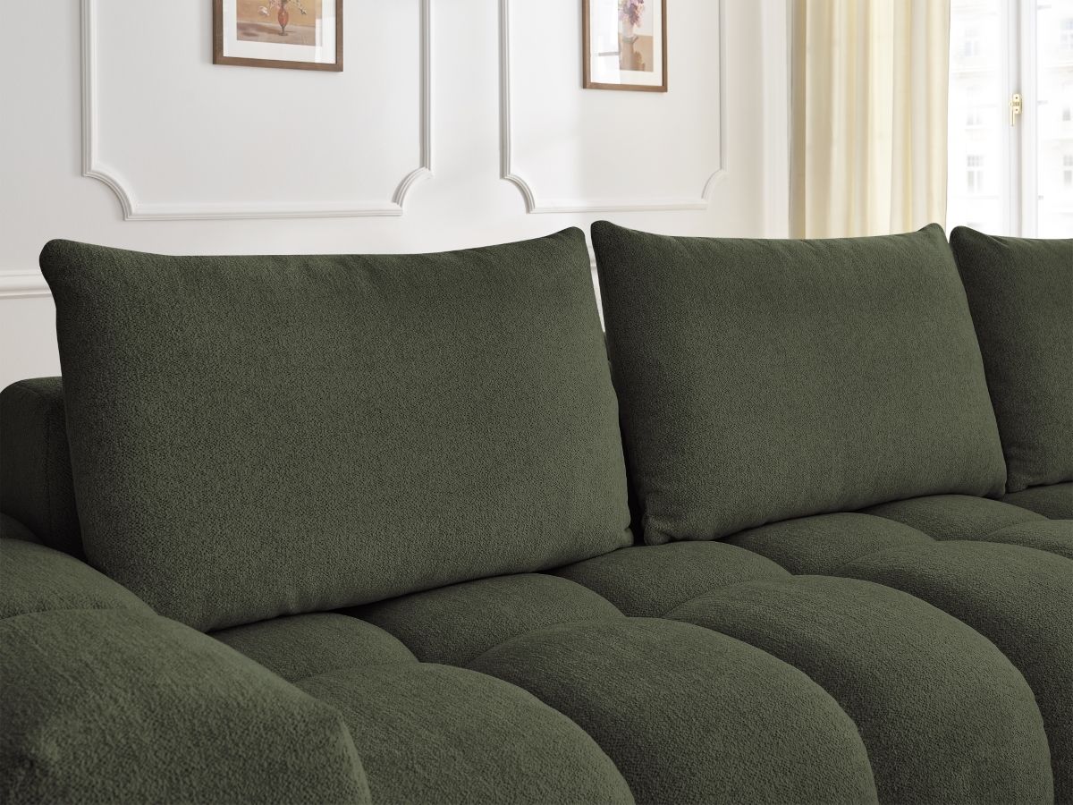 Bobochic Everest Ecksofa, 4 Kissen Melange-Stoff Grün Ecke rechts