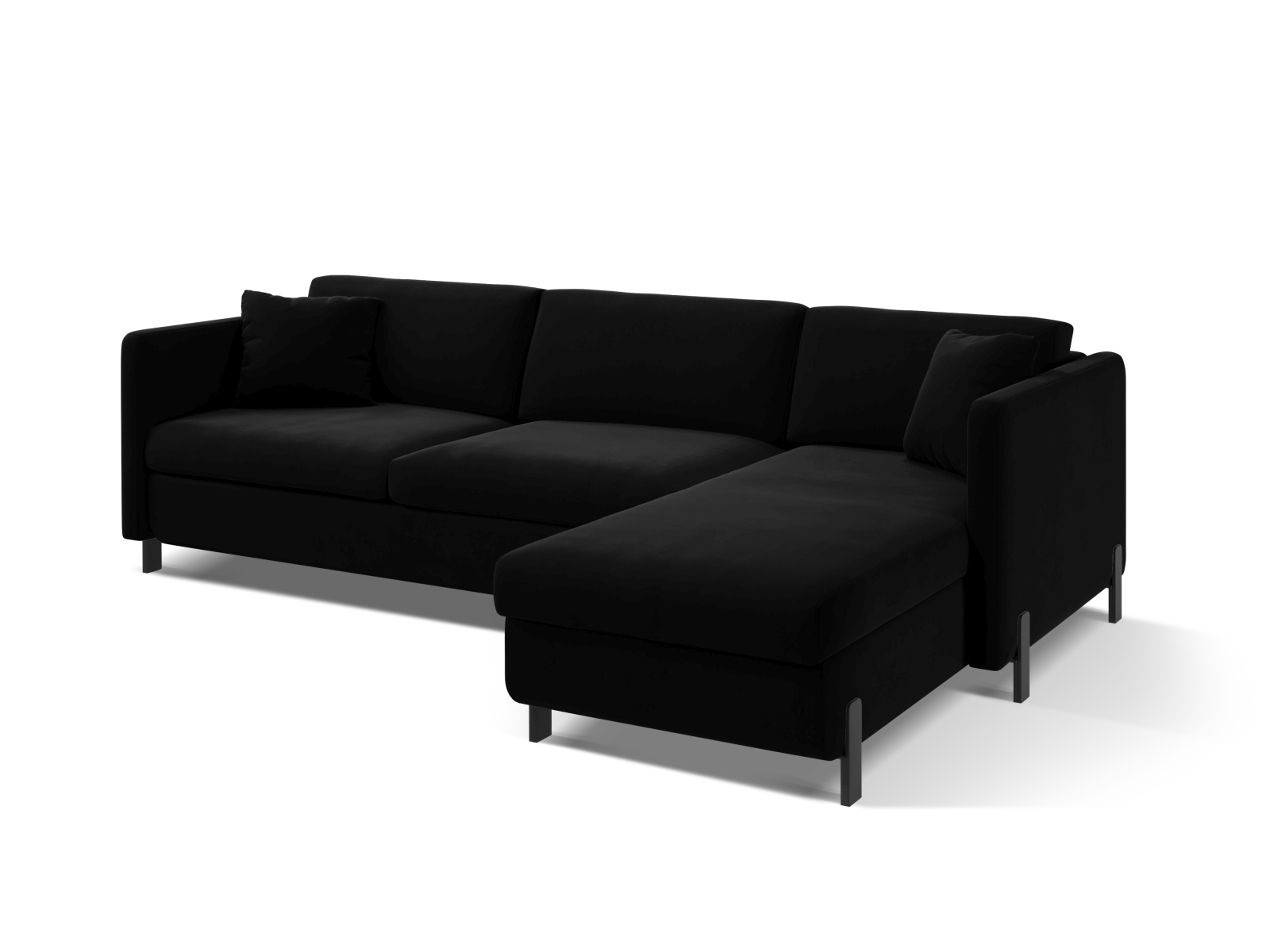 Micadoni Schlaf-Ecksofa Gloria 4-Sitzer Rechts Samt Schwarz 205x140