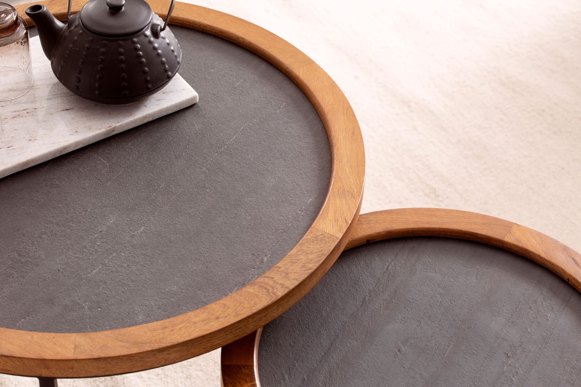 Satztisch 2er-Set Torvik Massivholz Mango Höhe 46 cm