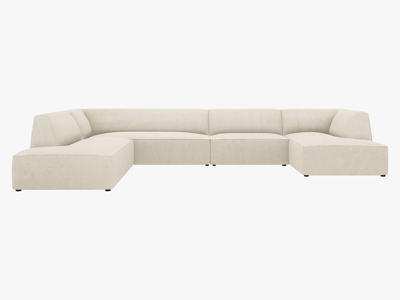 Micadoni Panorama-Ecksofa Ruby 7-Sitzer Links Kord Scala Helles Beige